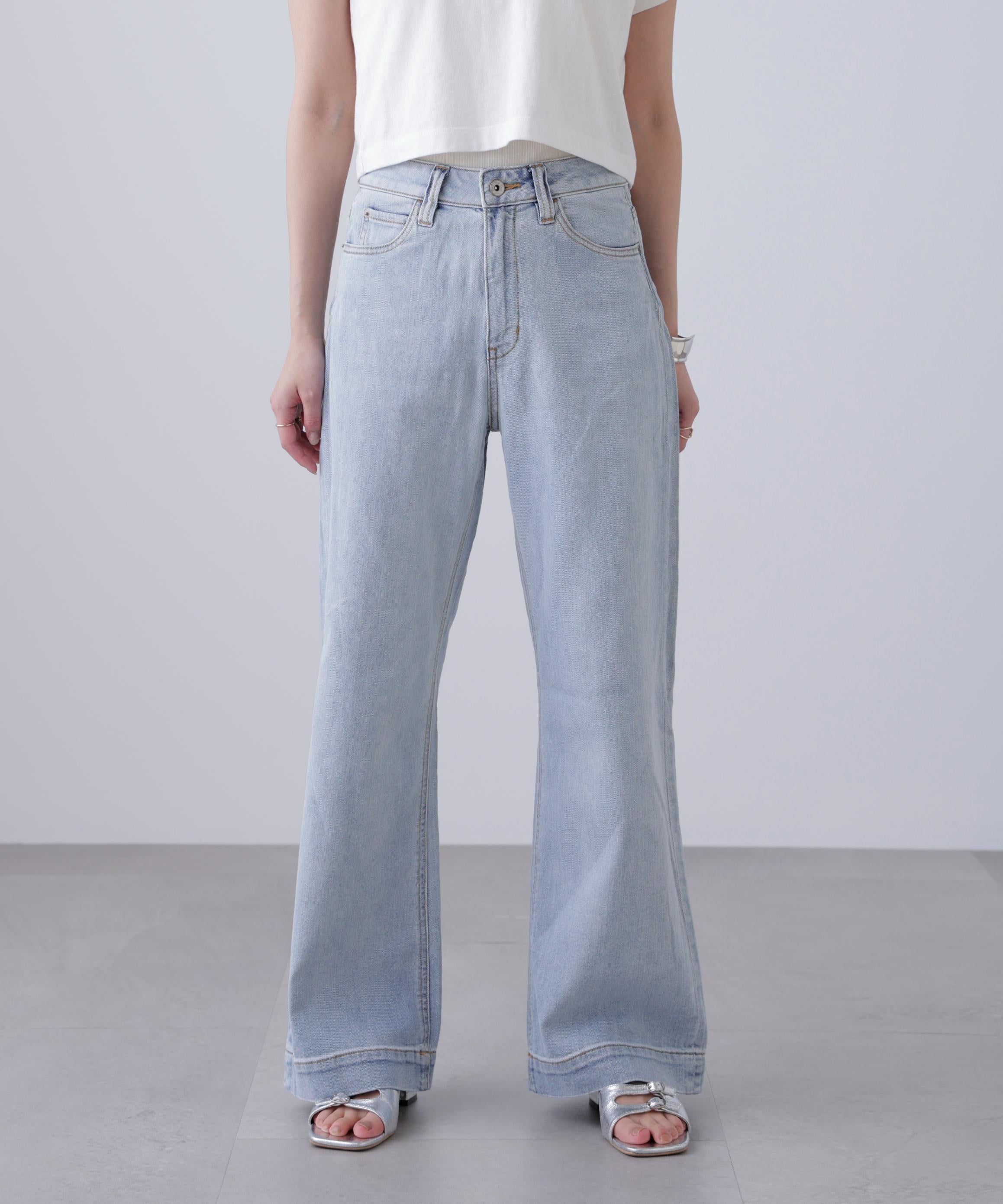 【4サイズ展開XS-L] ベーシックワイドデニムパンツ ハイブリーチ3