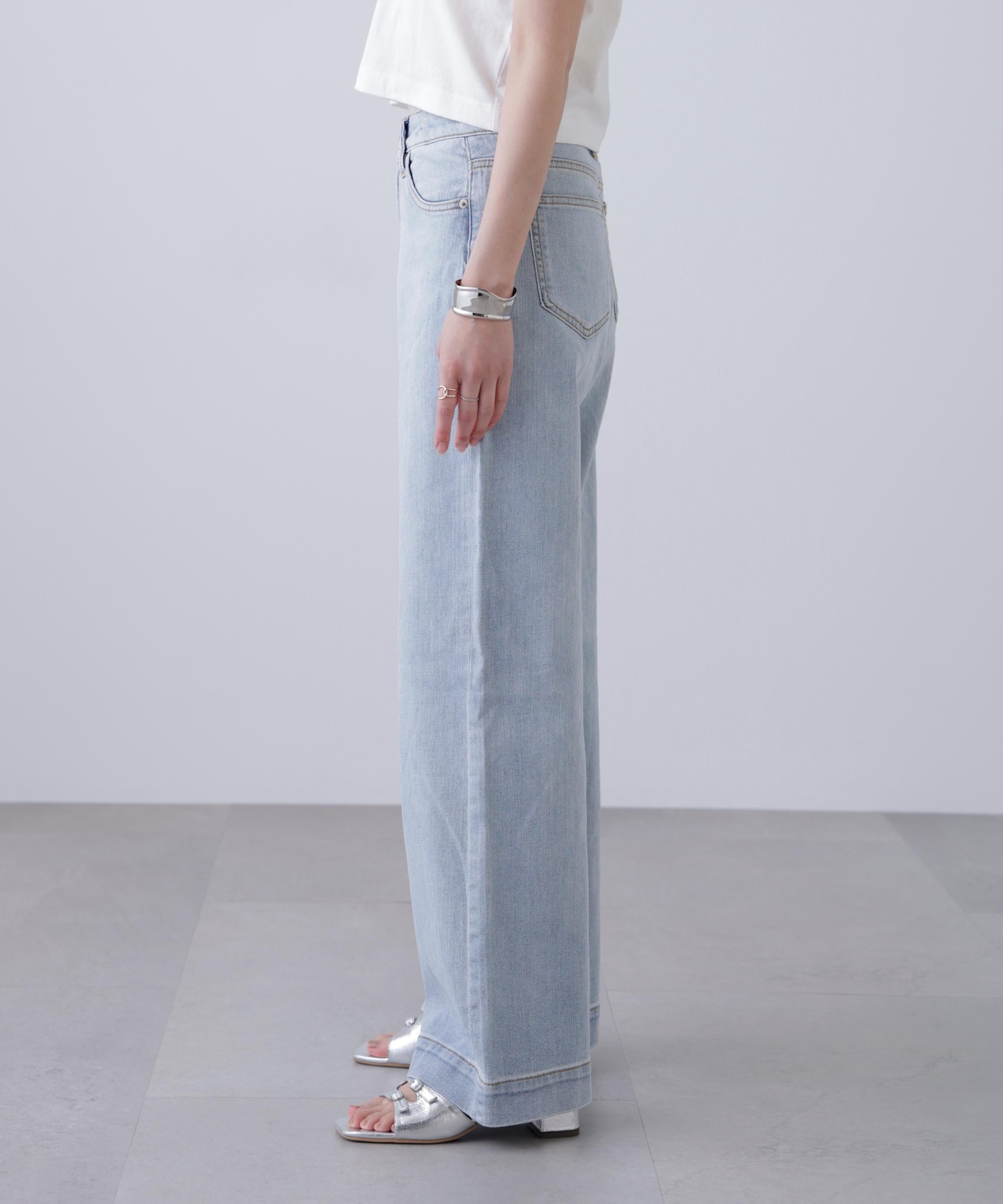 【4サイズ展開XS-L] ベーシックワイドデニムパンツ ハイブリーチ3