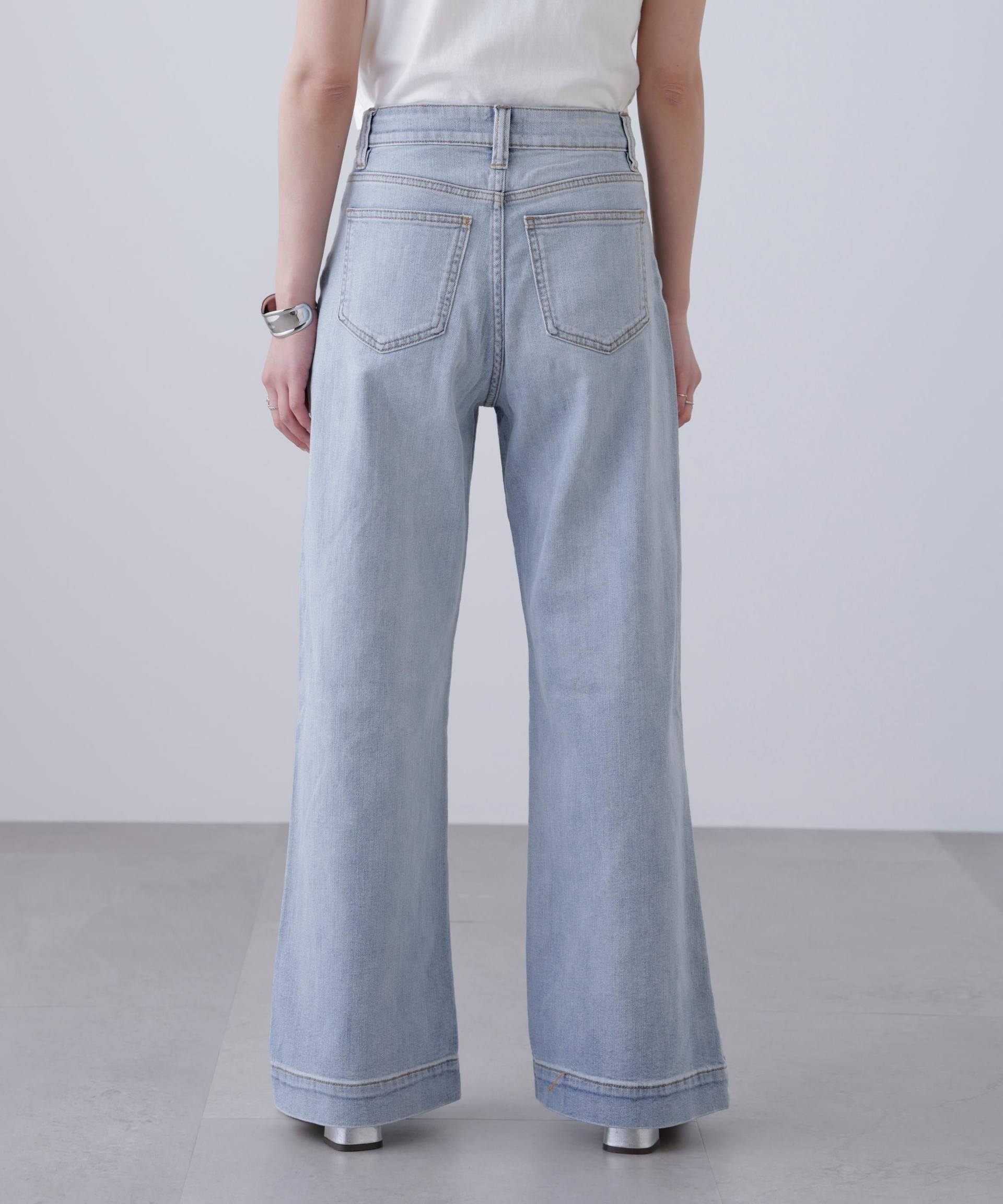 【4サイズ展開XS-L] ベーシックワイドデニムパンツ ハイブリーチ3