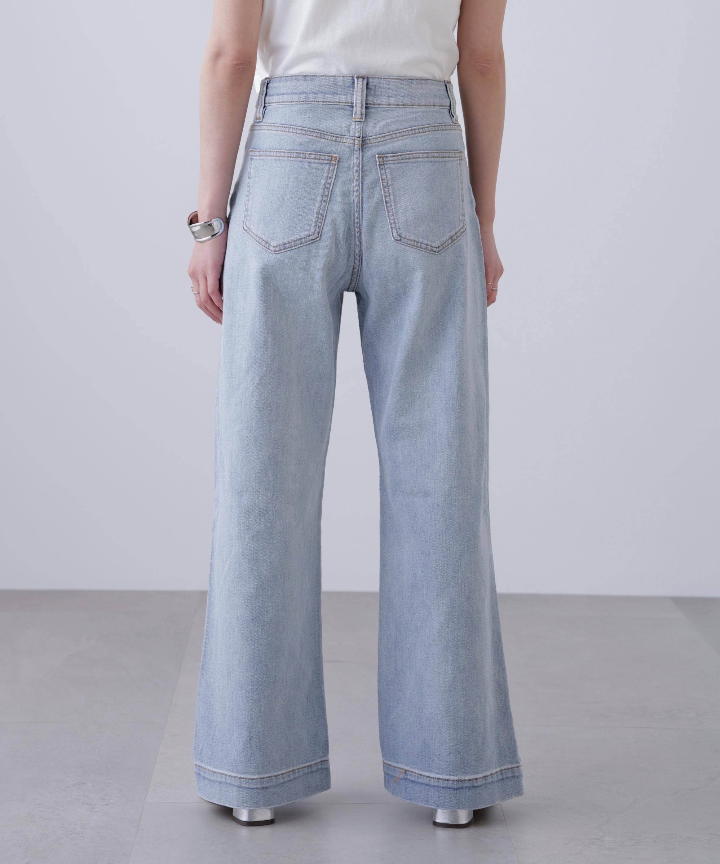 【4サイズ展開XS-L] ベーシックワイドデニムパンツ ハイブリーチ3