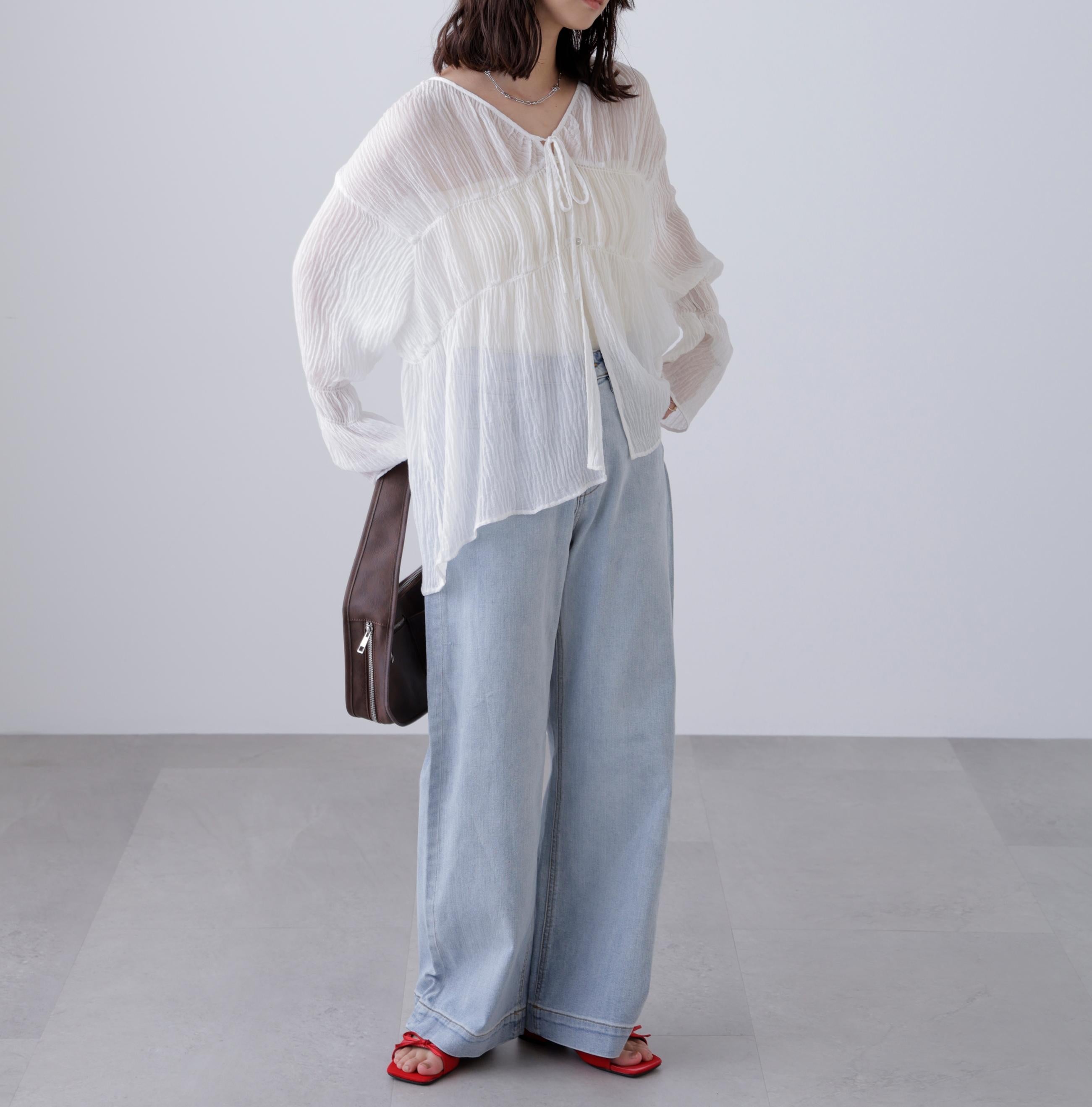 【4サイズ展開XS-L] ベーシックワイドデニムパンツ ハイブリーチ3