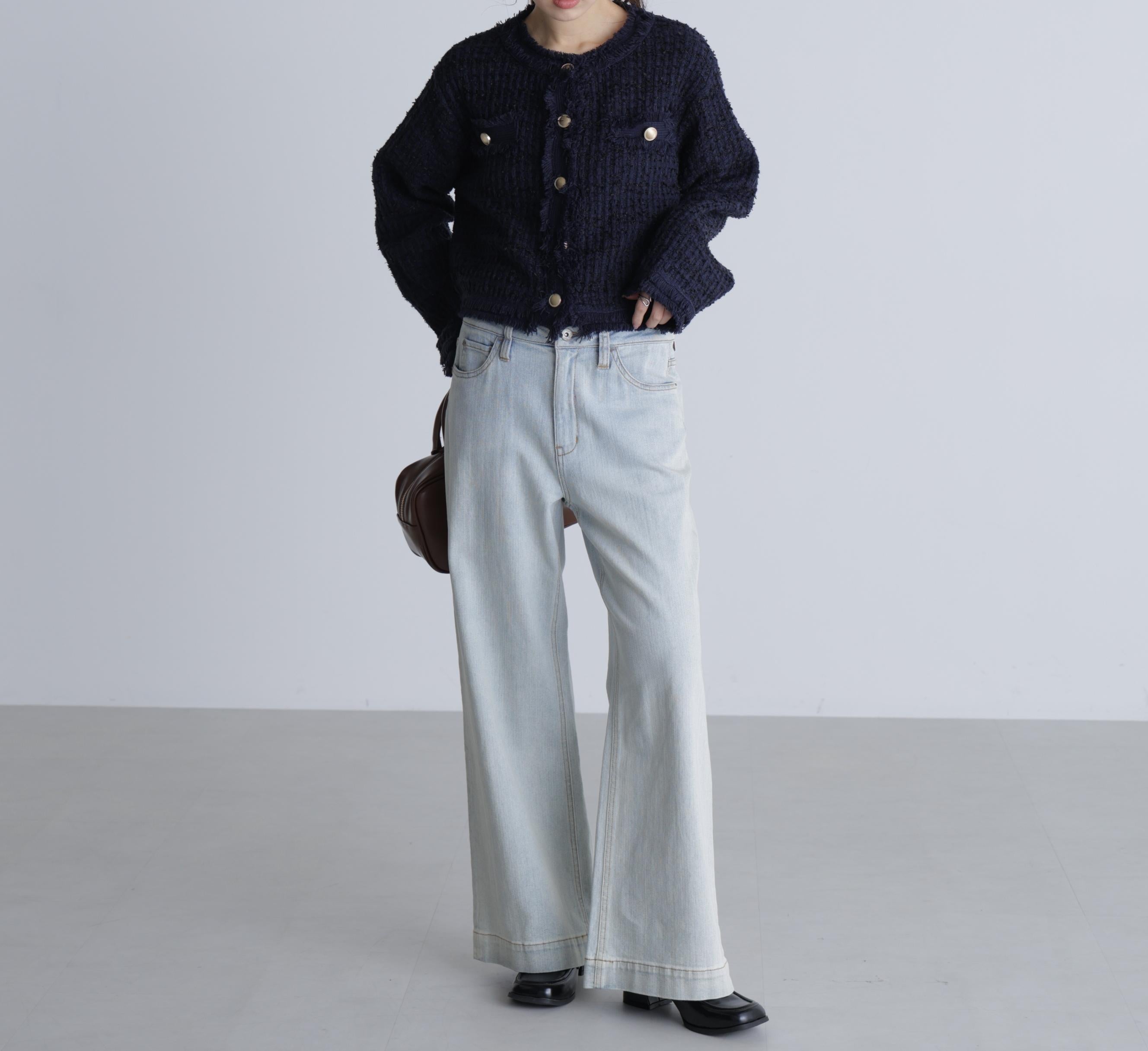 【4サイズ展開XS-L] ベーシックワイドデニムパンツ ハイブリーチ3