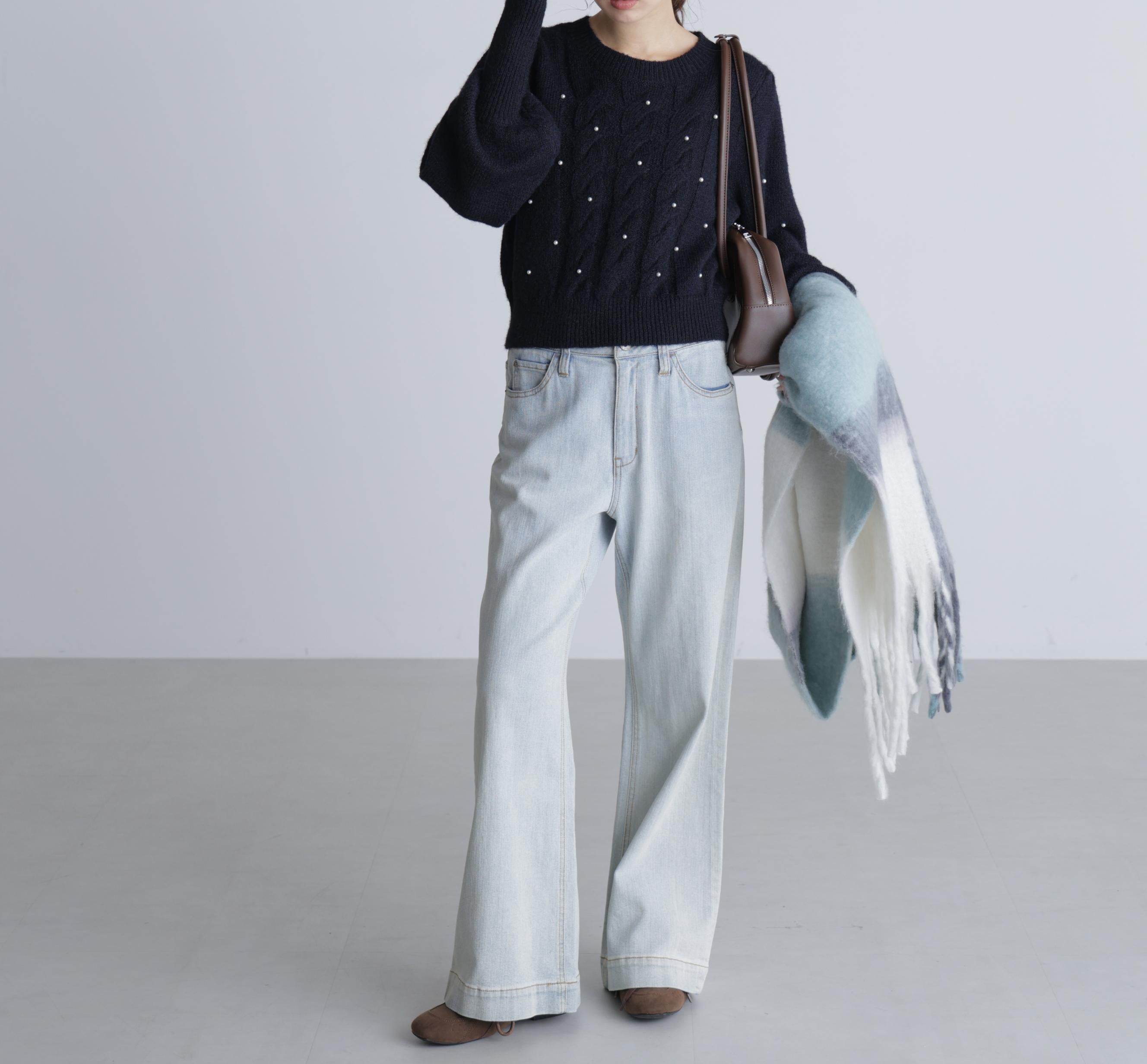 【4サイズ展開XS-L] ベーシックワイドデニムパンツ ハイブリーチ3