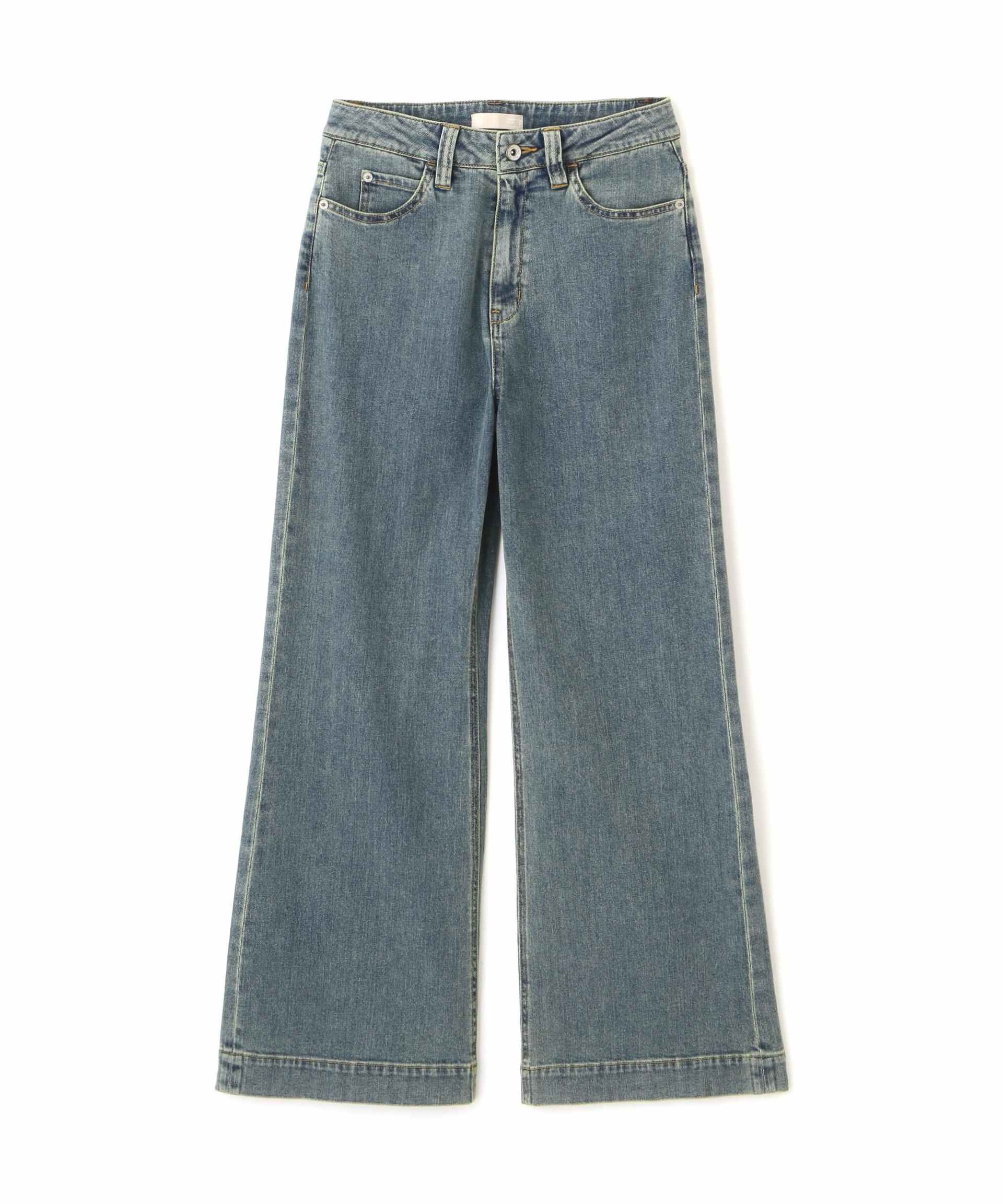 【4サイズ展開XS-L] ベーシックワイドデニムパンツ ブルーオーバーダイ5