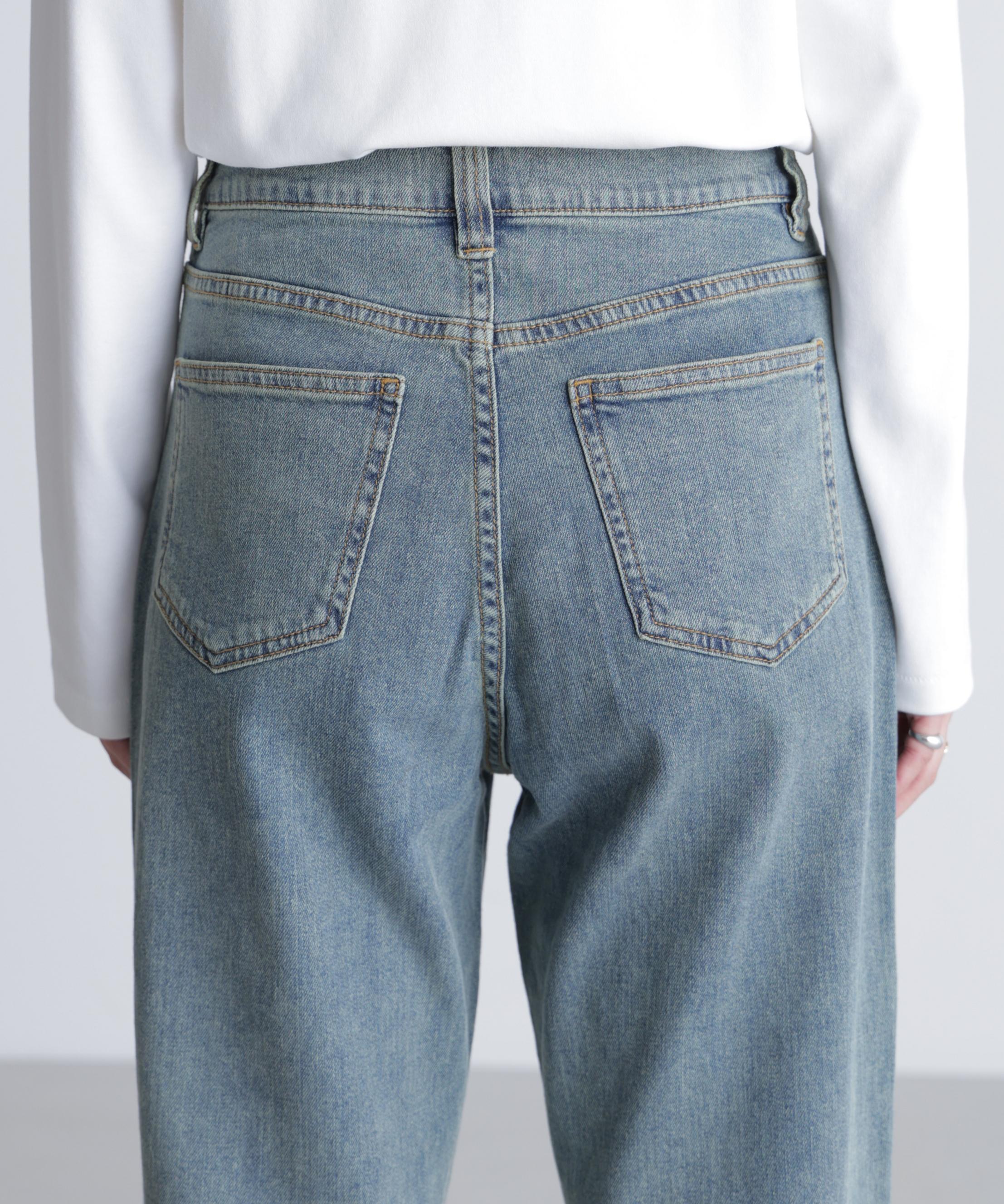 【4サイズ展開XS-L] ベーシックワイドデニムパンツ ブルーオーバーダイ5