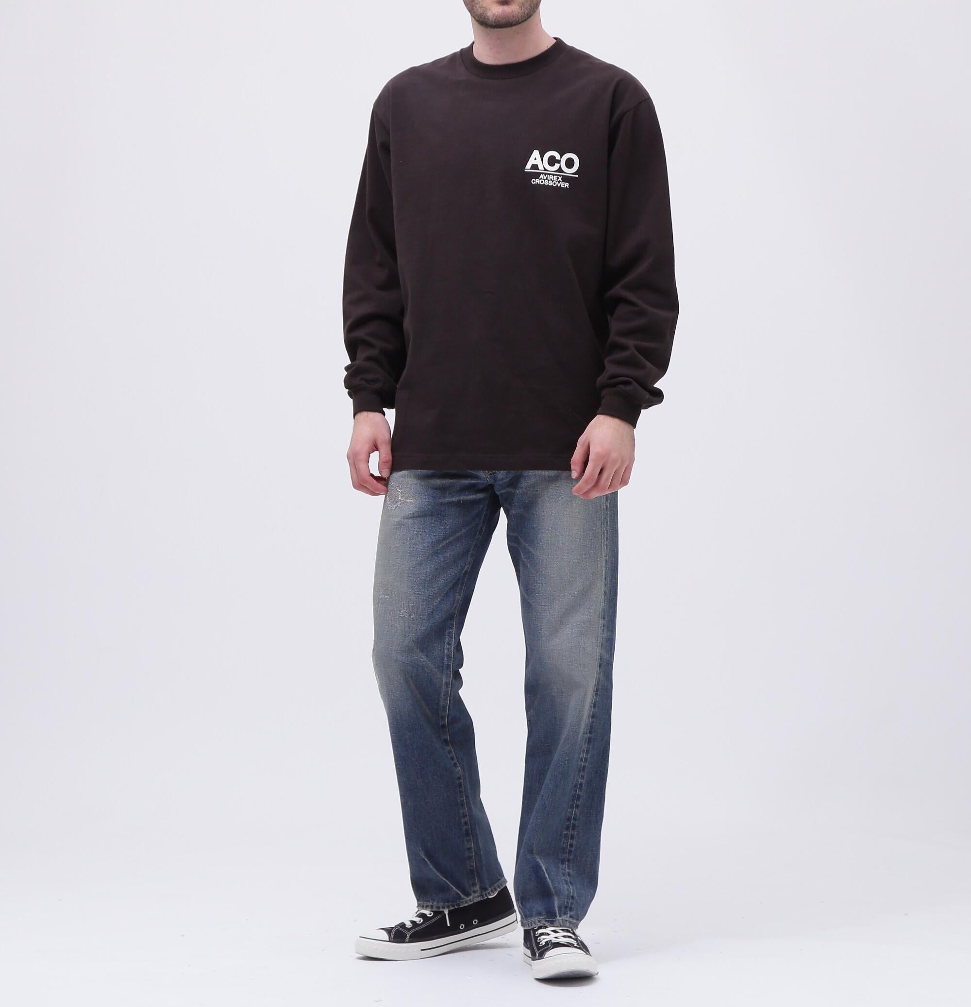 《C>OSSOVE>》RANDANA PATCH LONGSLEEVE T-SHI>T / バンダナ パッチ 長袖Tシャツ / AVI>EX ブラック