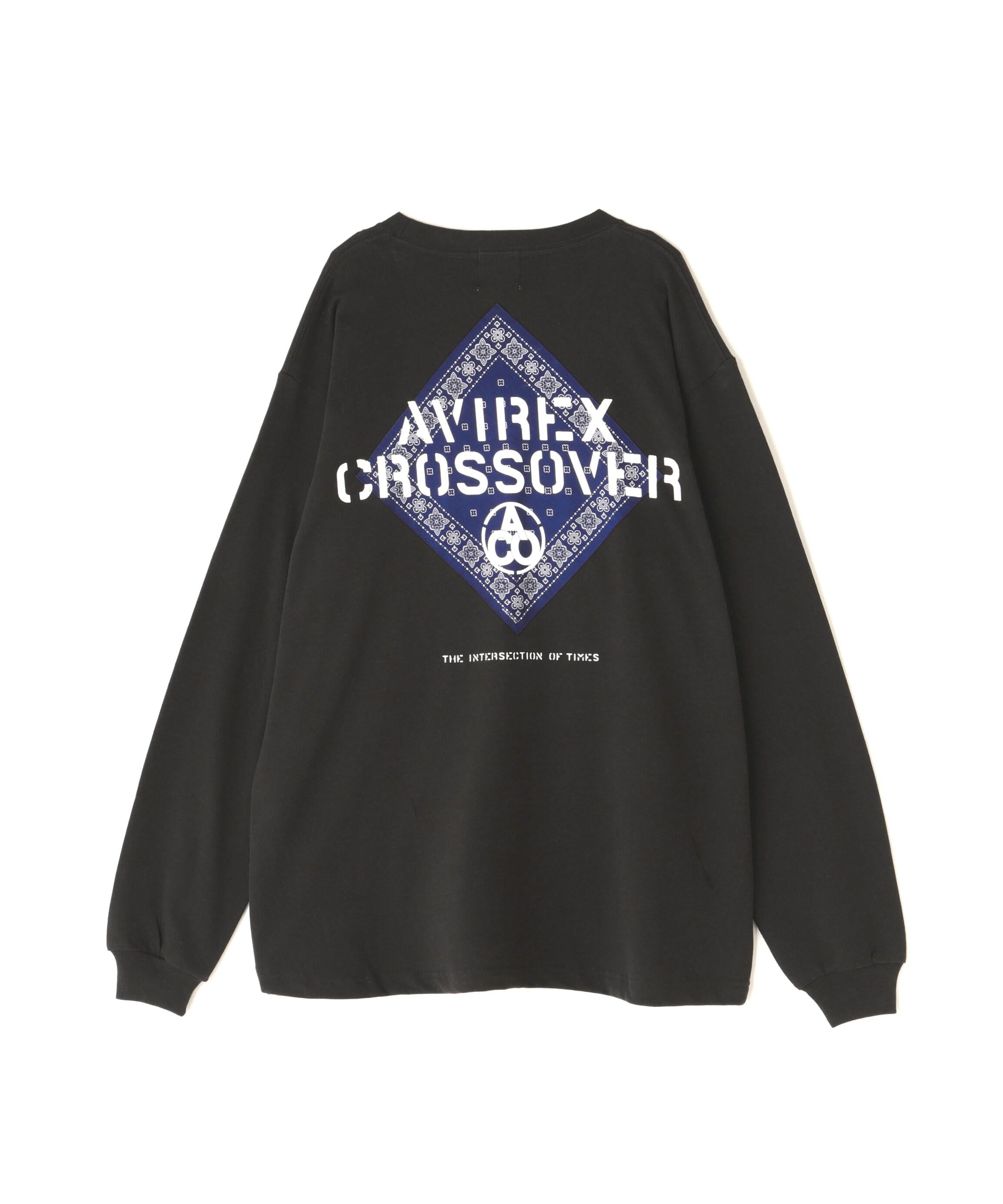 《C>OSSOVE>》RANDANA PATCH LONGSLEEVE T-SHI>T / バンダナ パッチ 長袖Tシャツ / AVI>EX ブラック