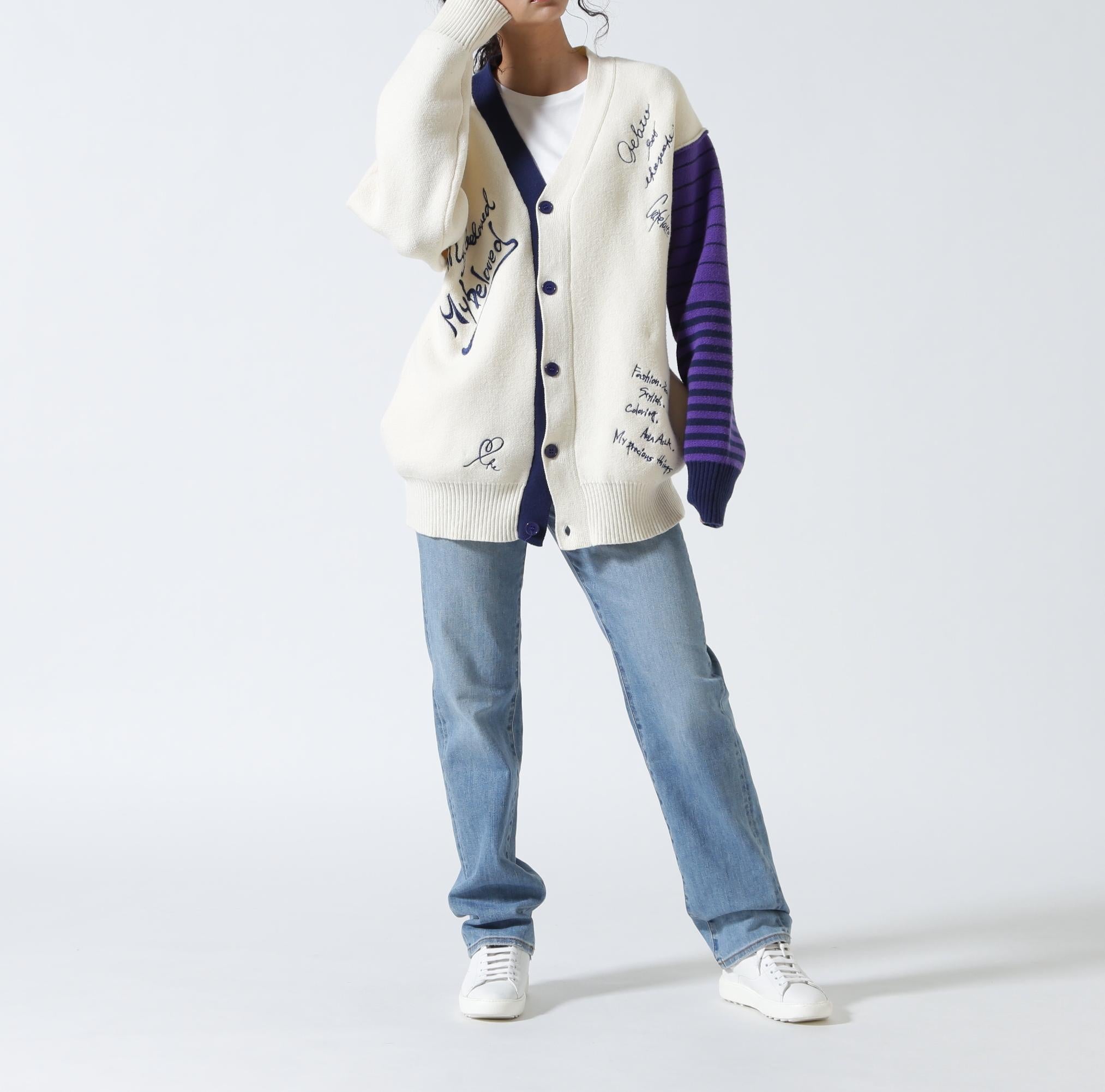 AULA AILA/アウラアイラ/MESSAGE LOGO CARDIGAN オフホワイト3