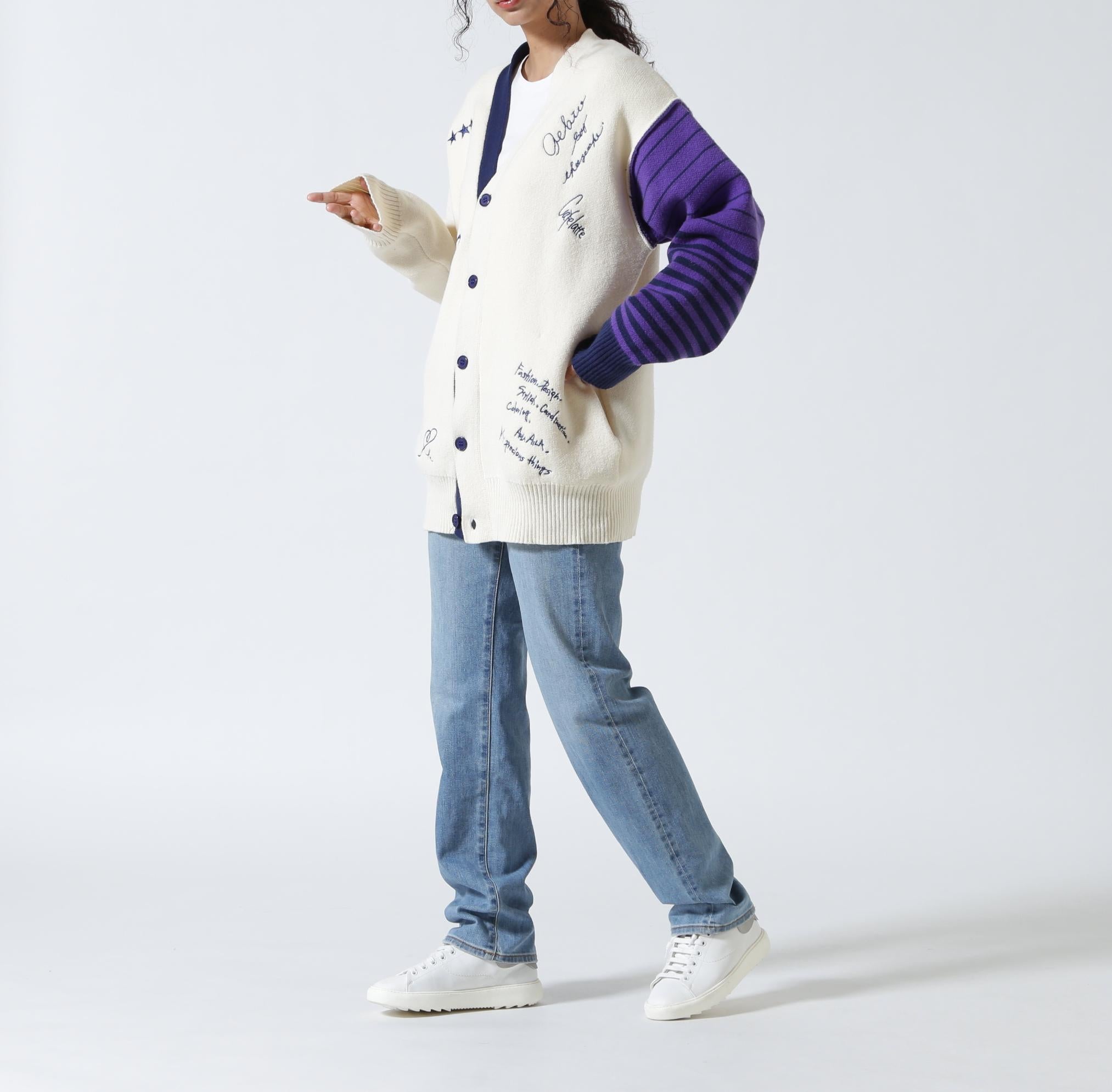AULA AILA/アウラアイラ/MESSAGE LOGO CARDIGAN オフホワイト3