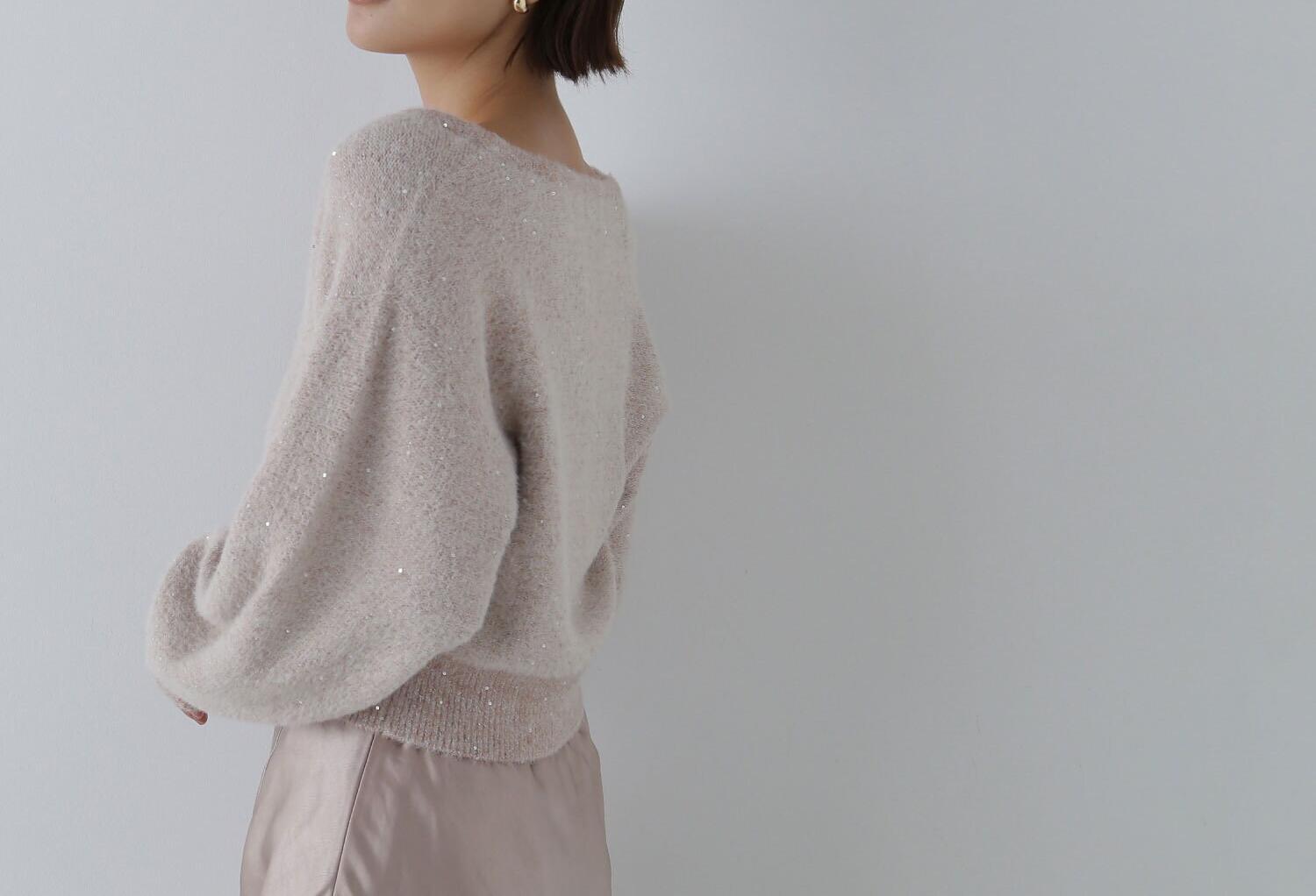 スパンコールショートカーディガン　24AW ベージュ