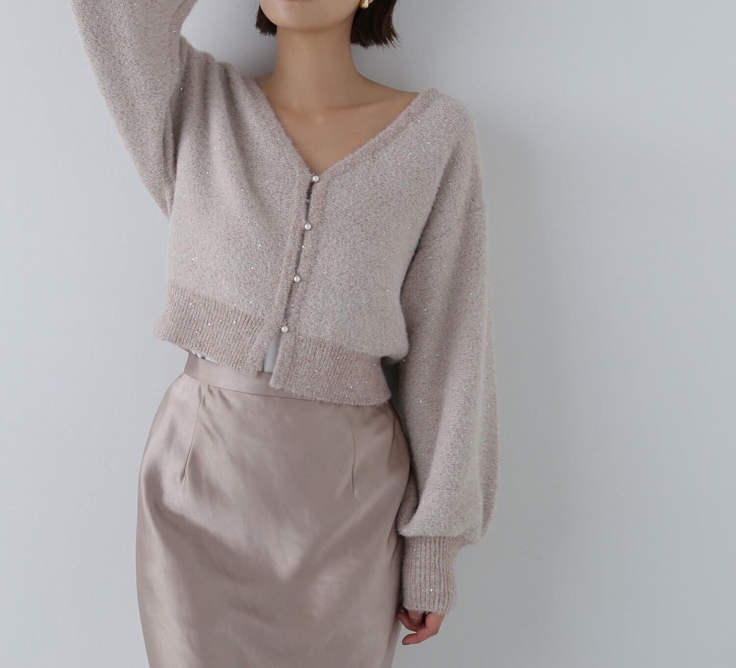 スパンコールショートカーディガン　24AW ベージュ