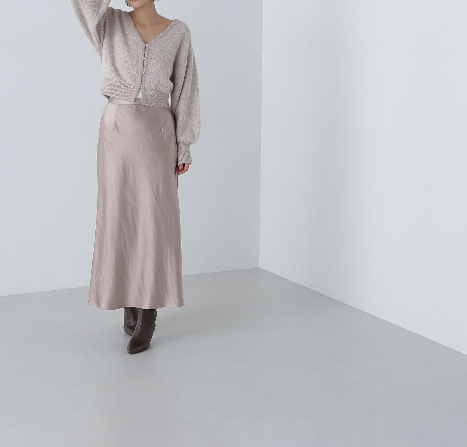 スパンコールショートカーディガン　24AW ベージュ