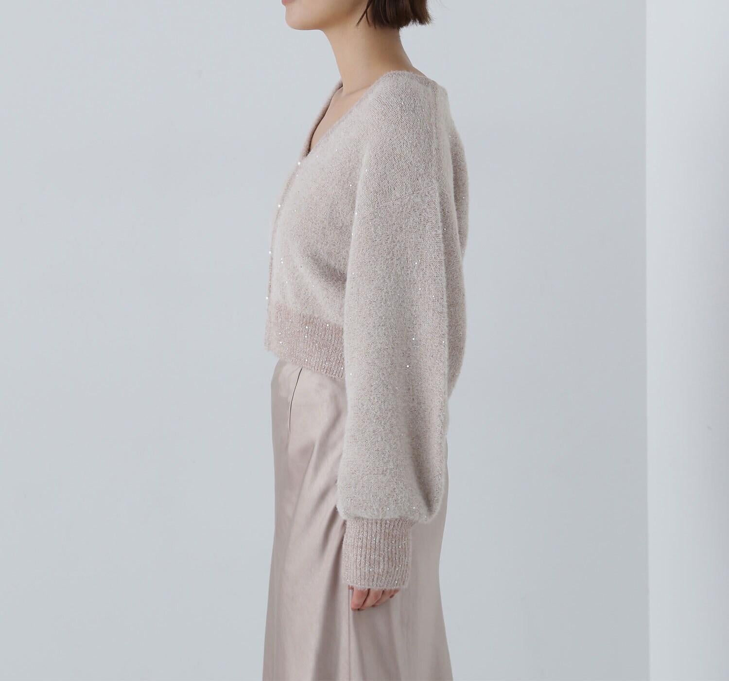 スパンコールショートカーディガン　24AW ベージュ