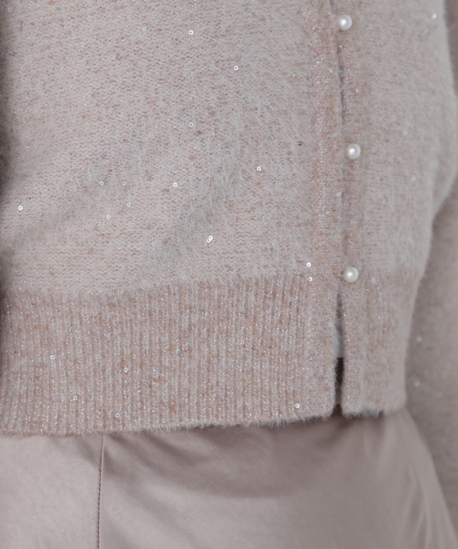 スパンコールショートカーディガン　24AW ベージュ