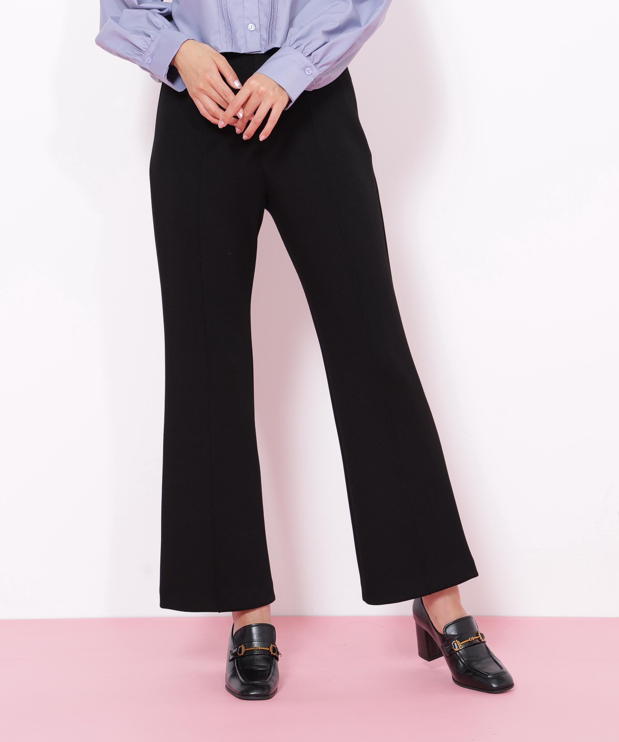 バックリボンフレアパンツ ブラック