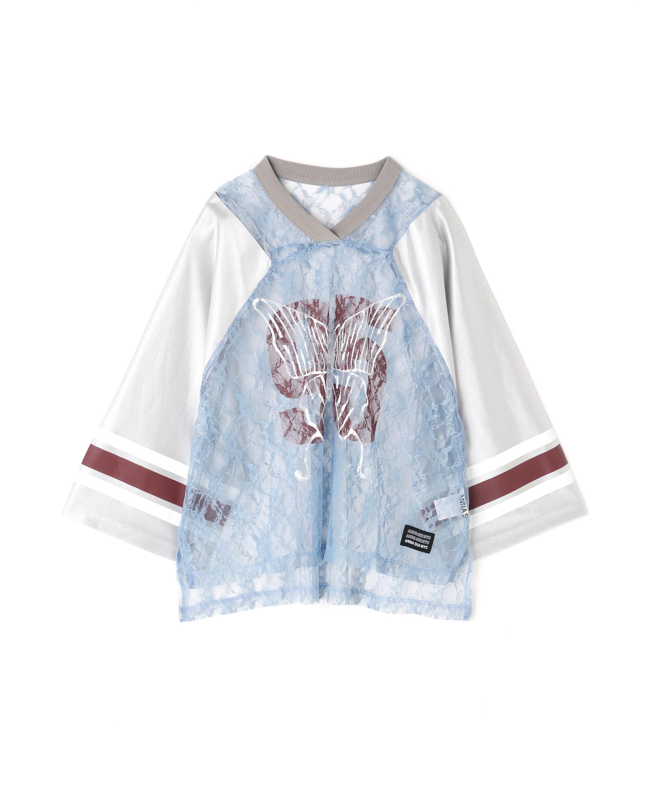 ANNA SUI NYC/アナ スイ エヌワイシー/バタフライプリントゲームシャツ シルバー