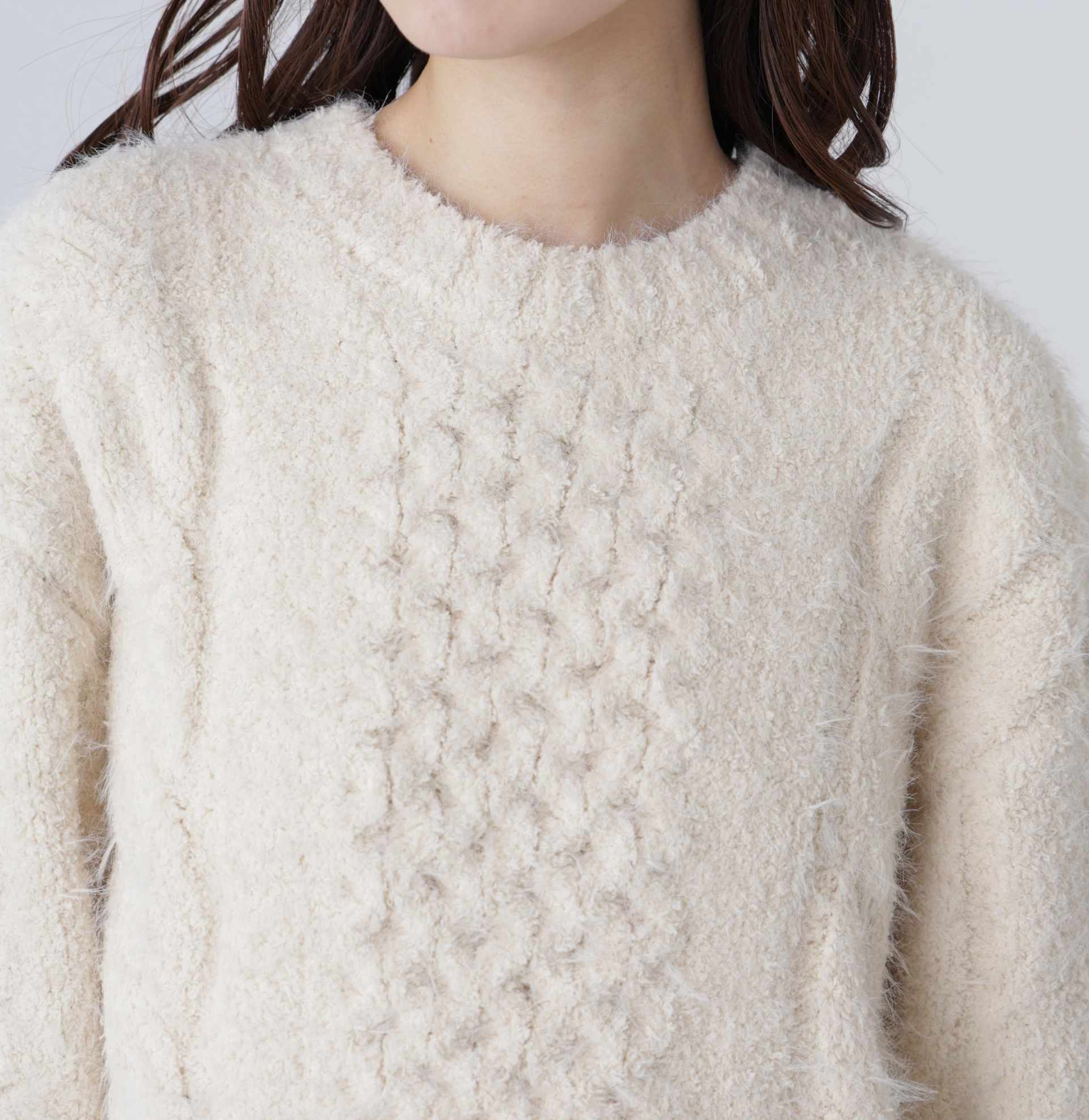 テディヤーンケーブル編みミニワンピース オフ