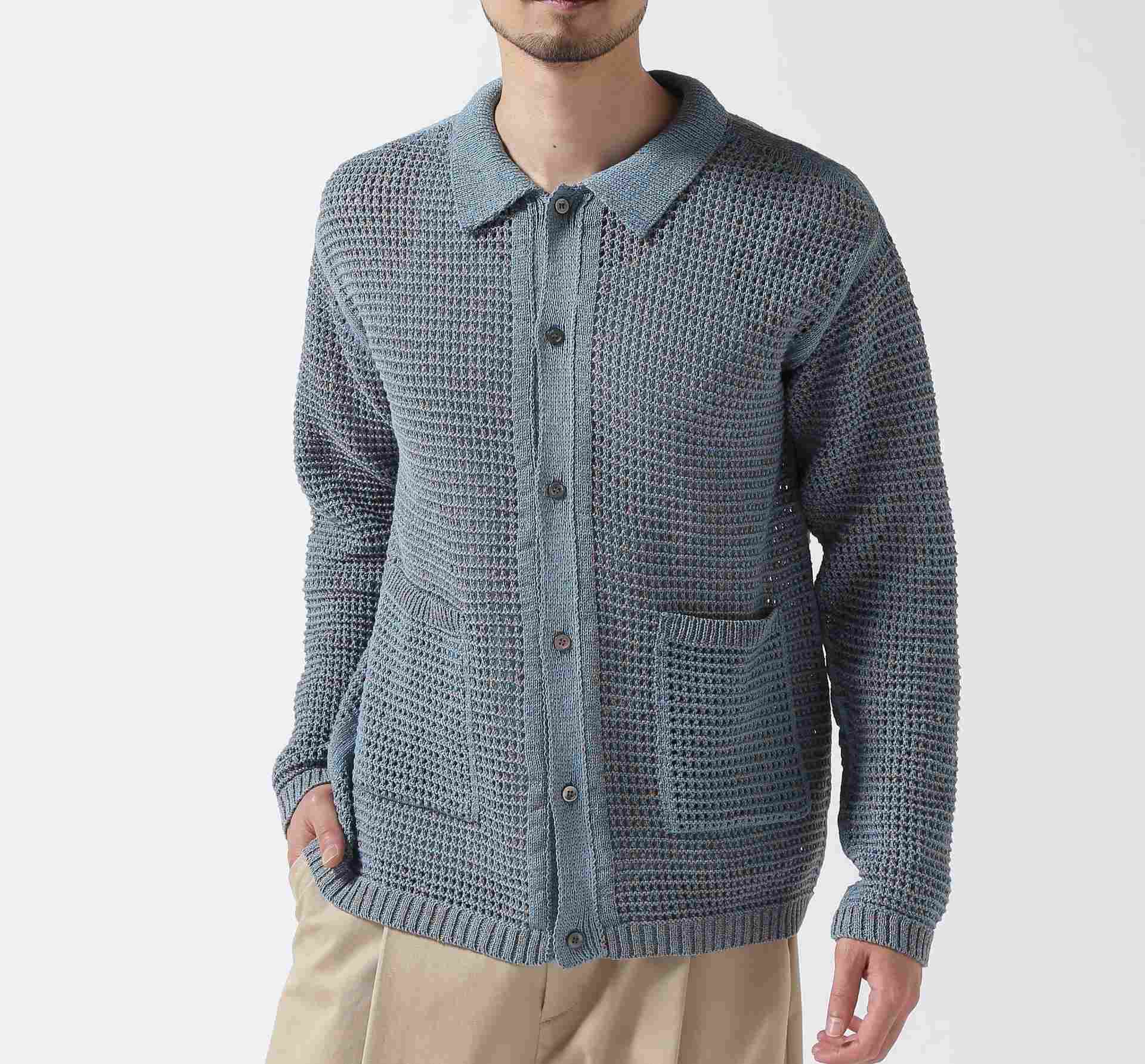 YOKE / York / MESH KNITTED SHIRT CARDIGAN