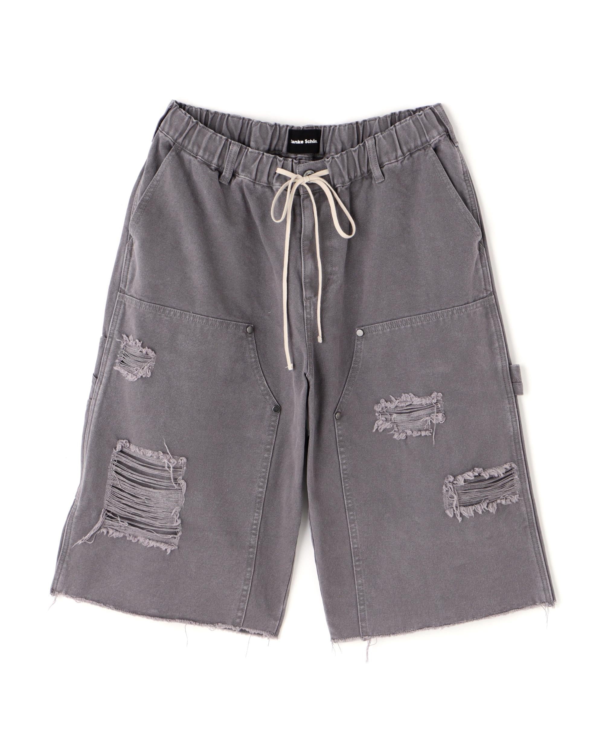 DankeSchon/ダンケシェーン/DAMAGE DUCK WKNEE SHORTS グレー