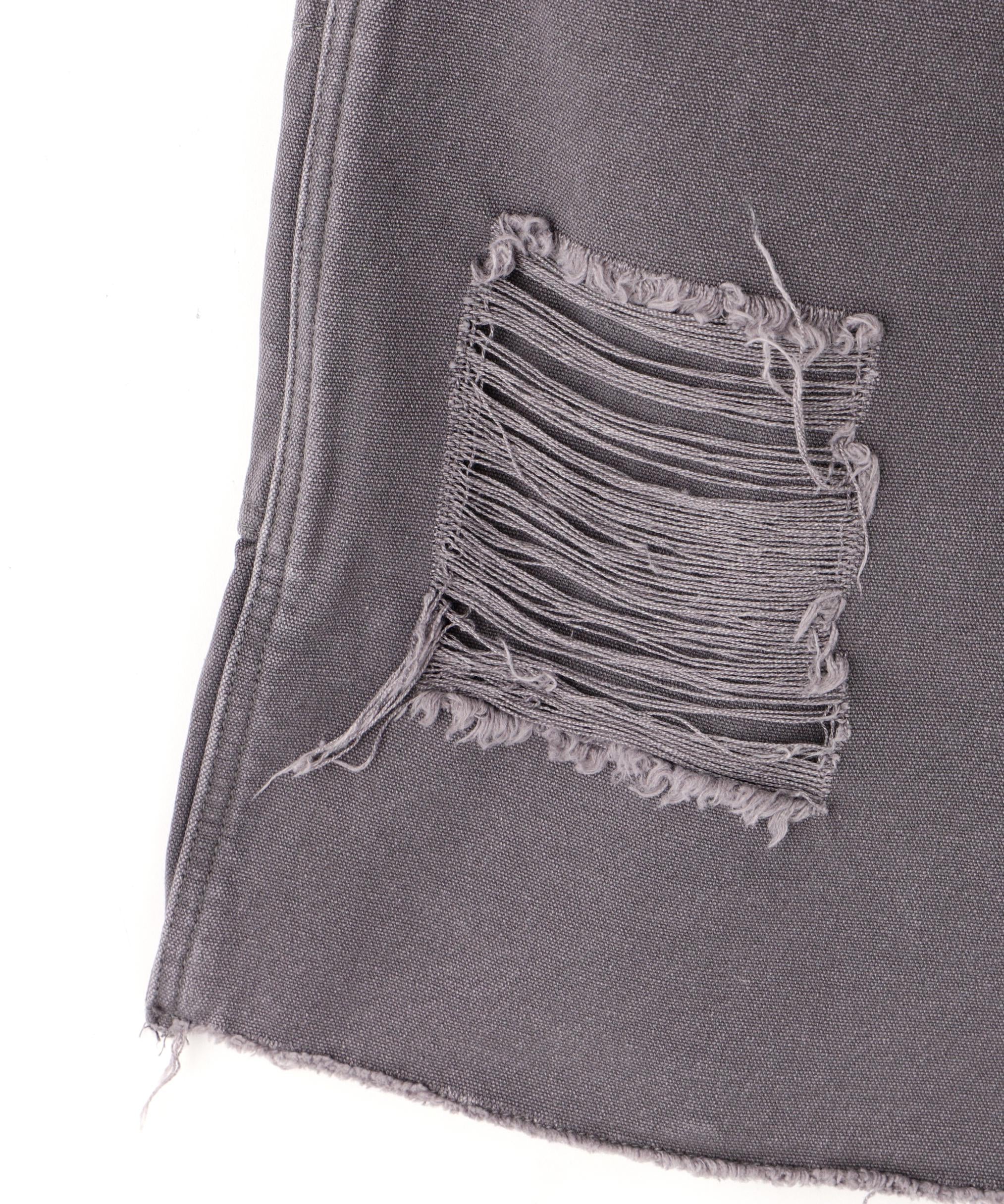 DankeSchon/ダンケシェーン/DAMAGE DUCK WKNEE SHORTS グレー