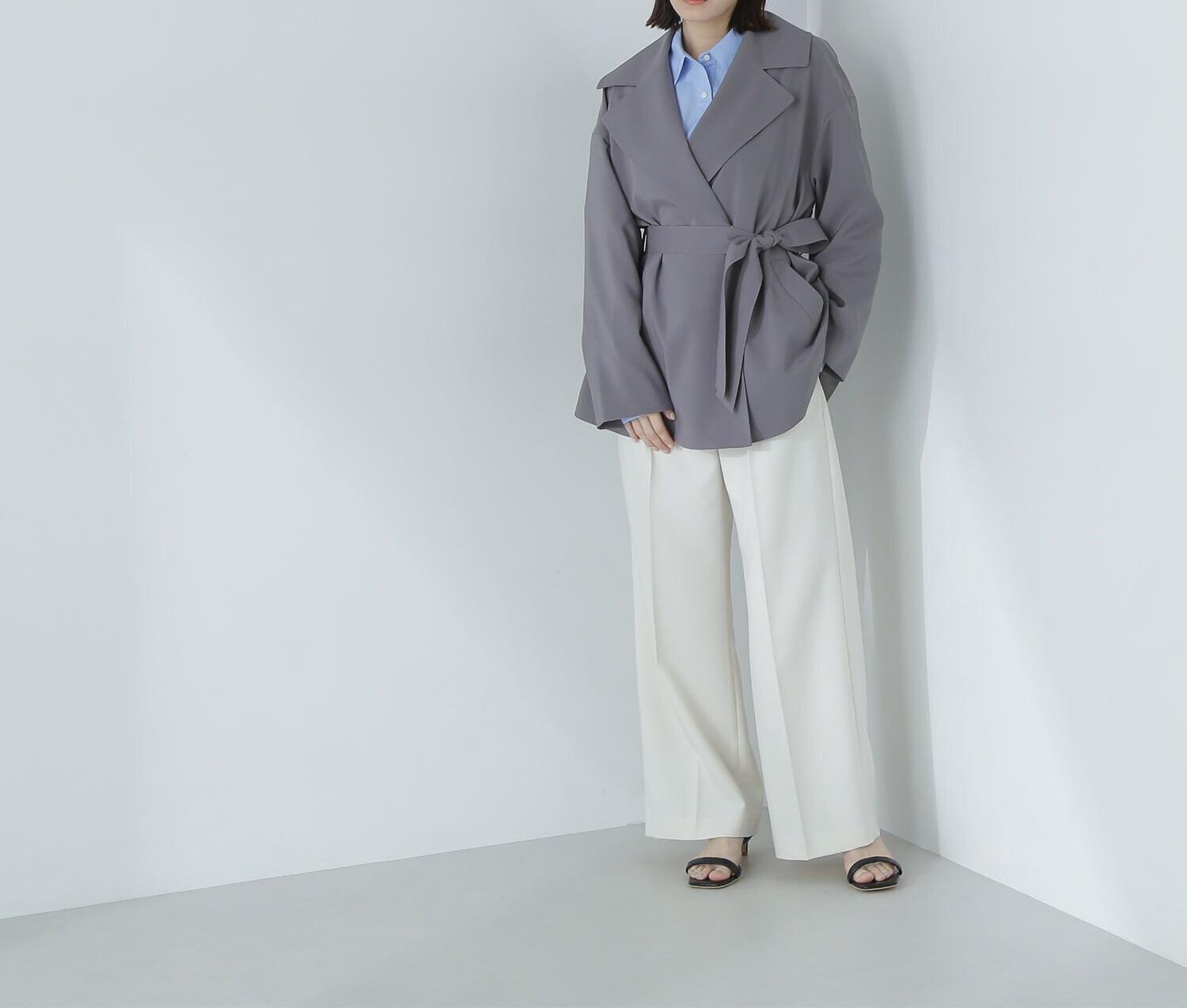 ライトスプリングコートシリーズ ミドル丈トレンチコート チャコール1