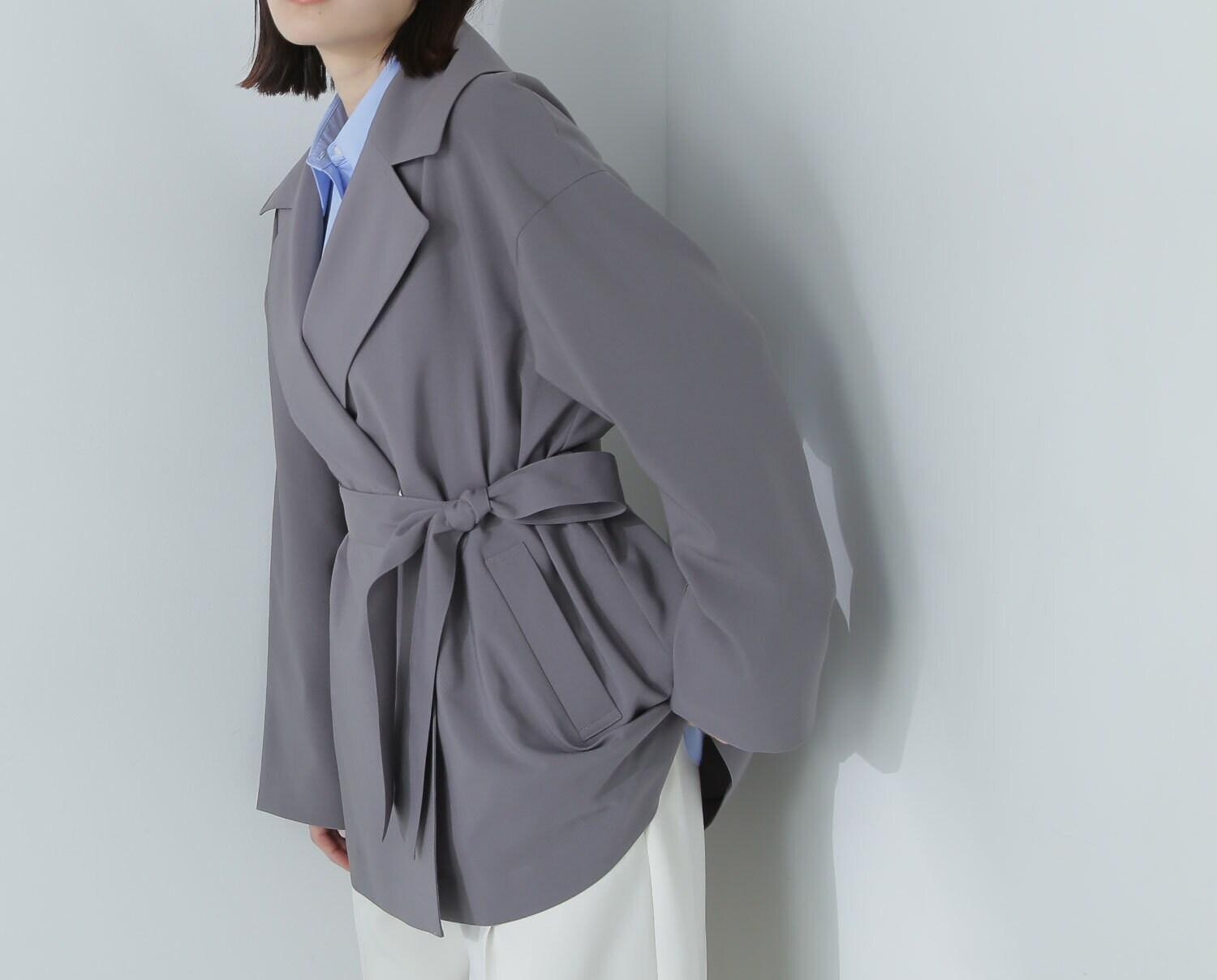 ライトスプリングコートシリーズ ミドル丈トレンチコート チャコール1