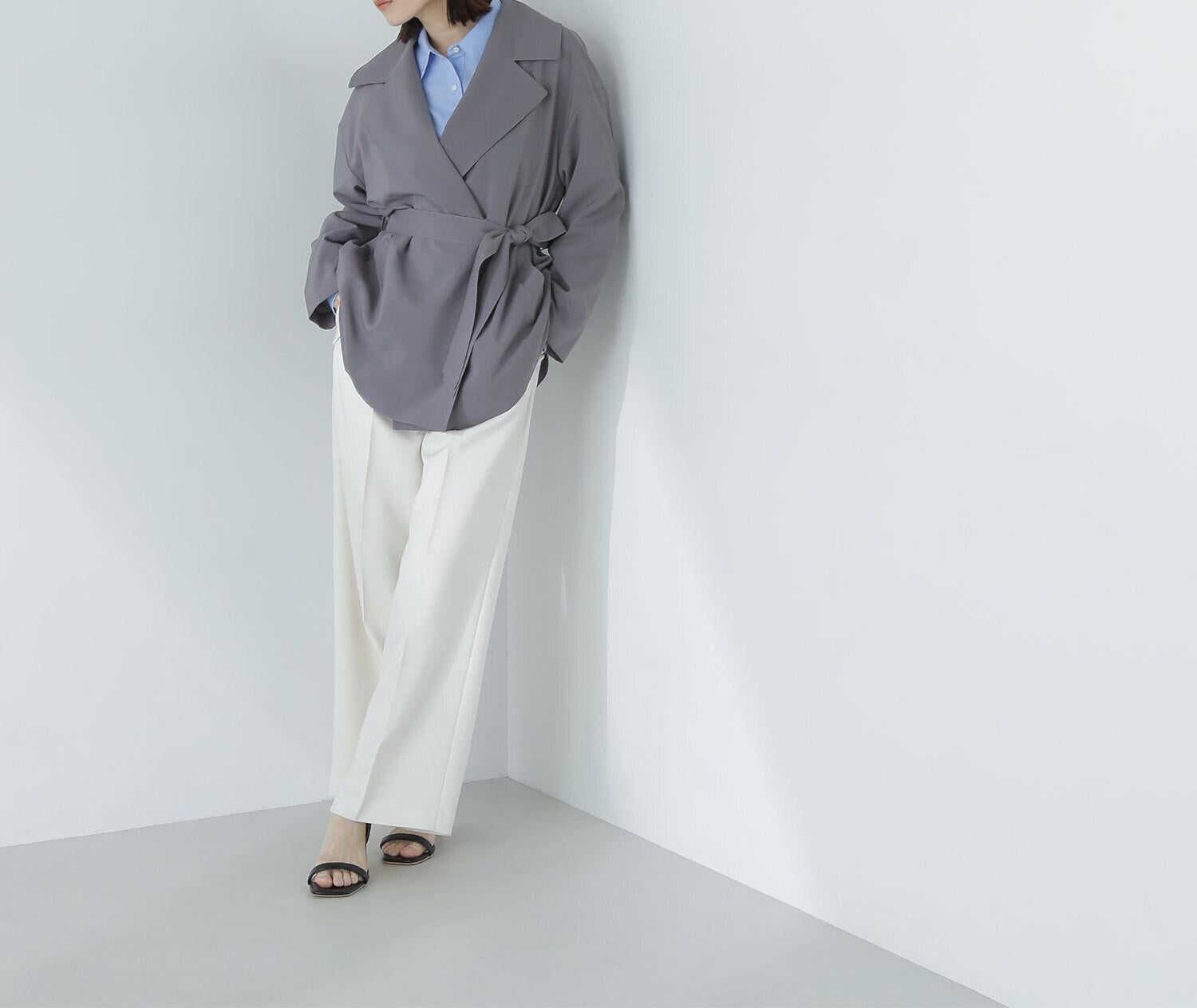 ライトスプリングコートシリーズ ミドル丈トレンチコート チャコール1