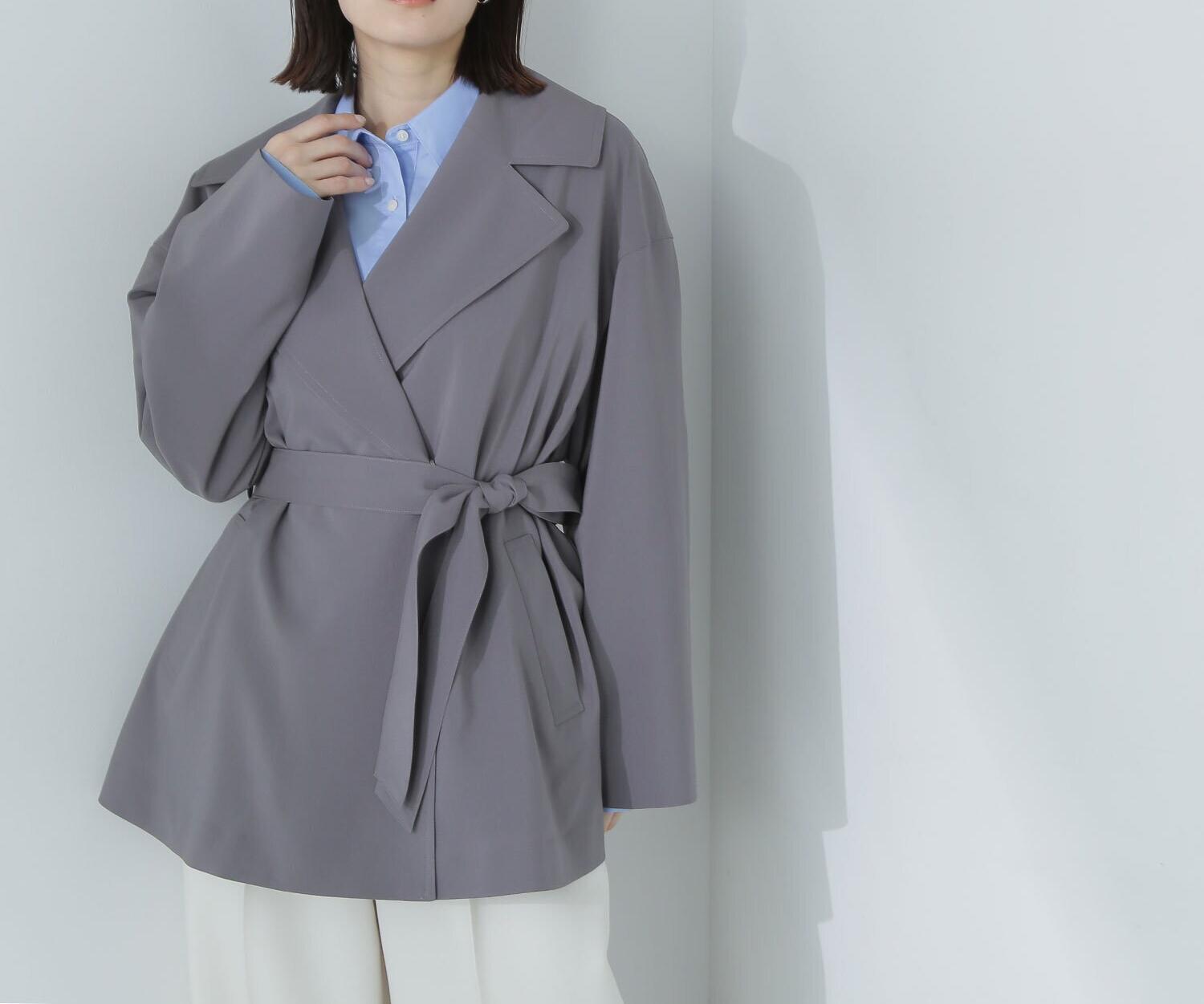 ライトスプリングコートシリーズ ミドル丈トレンチコート チャコール1