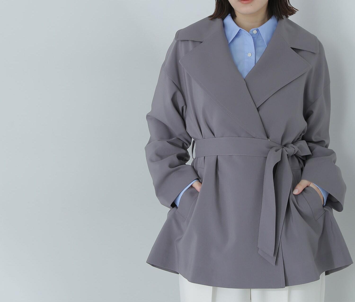 ライトスプリングコートシリーズ ミドル丈トレンチコート チャコール1
