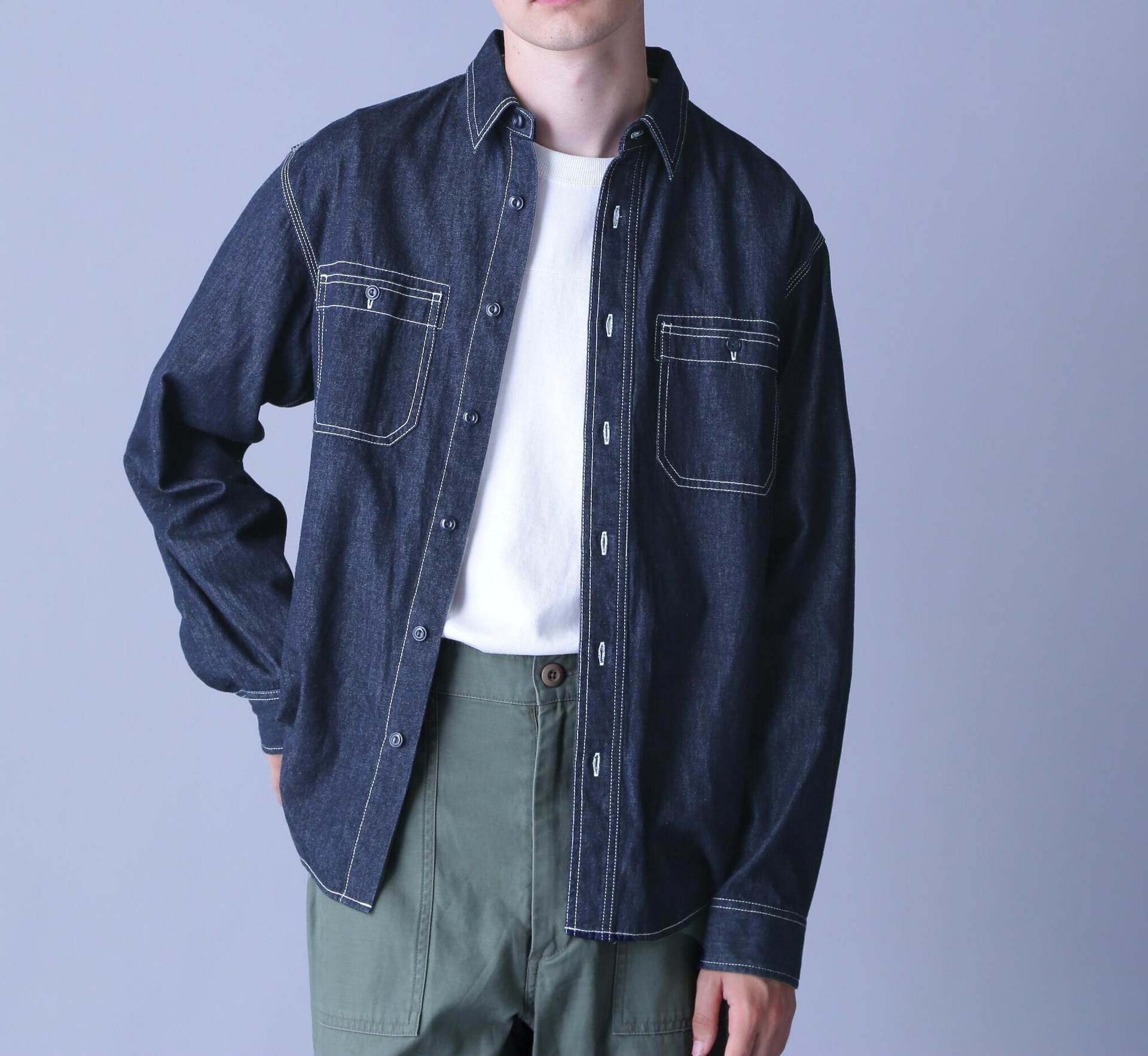 RASIC LIGHT DENIM L/S SHI>T / ベーシック ライト デニム 長袖 シャツ インディゴ7