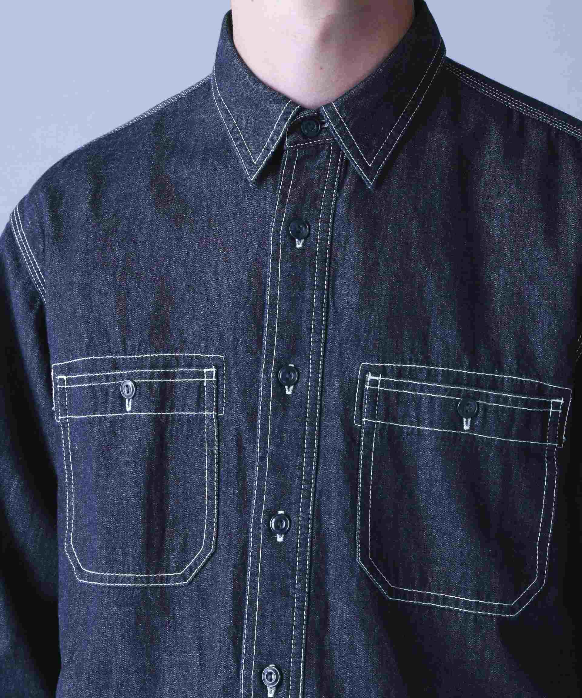 RASIC LIGHT DENIM L/S SHI>T / ベーシック ライト デニム 長袖 シャツ インディゴ7