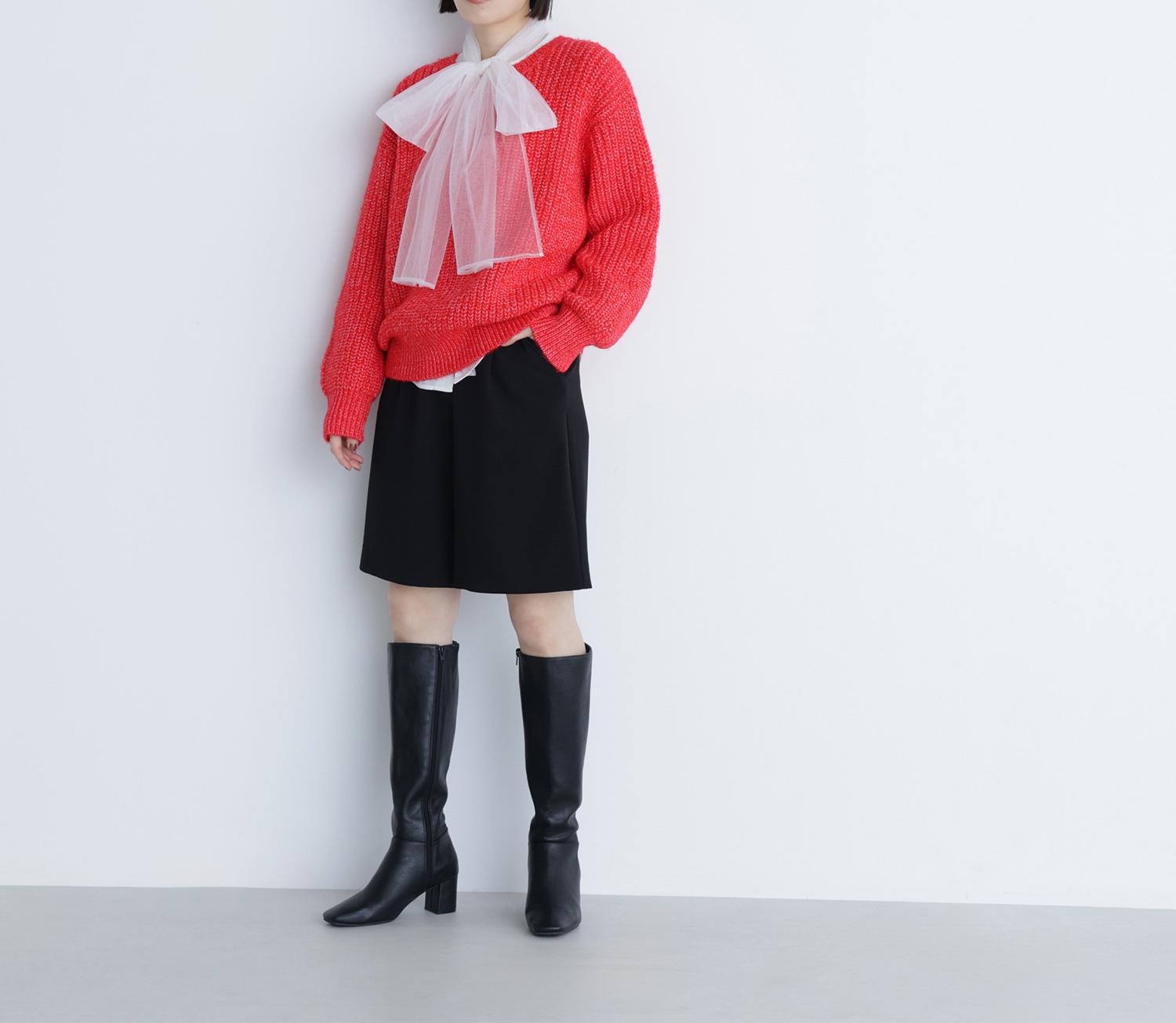 ローゲージボクシーニット レッド