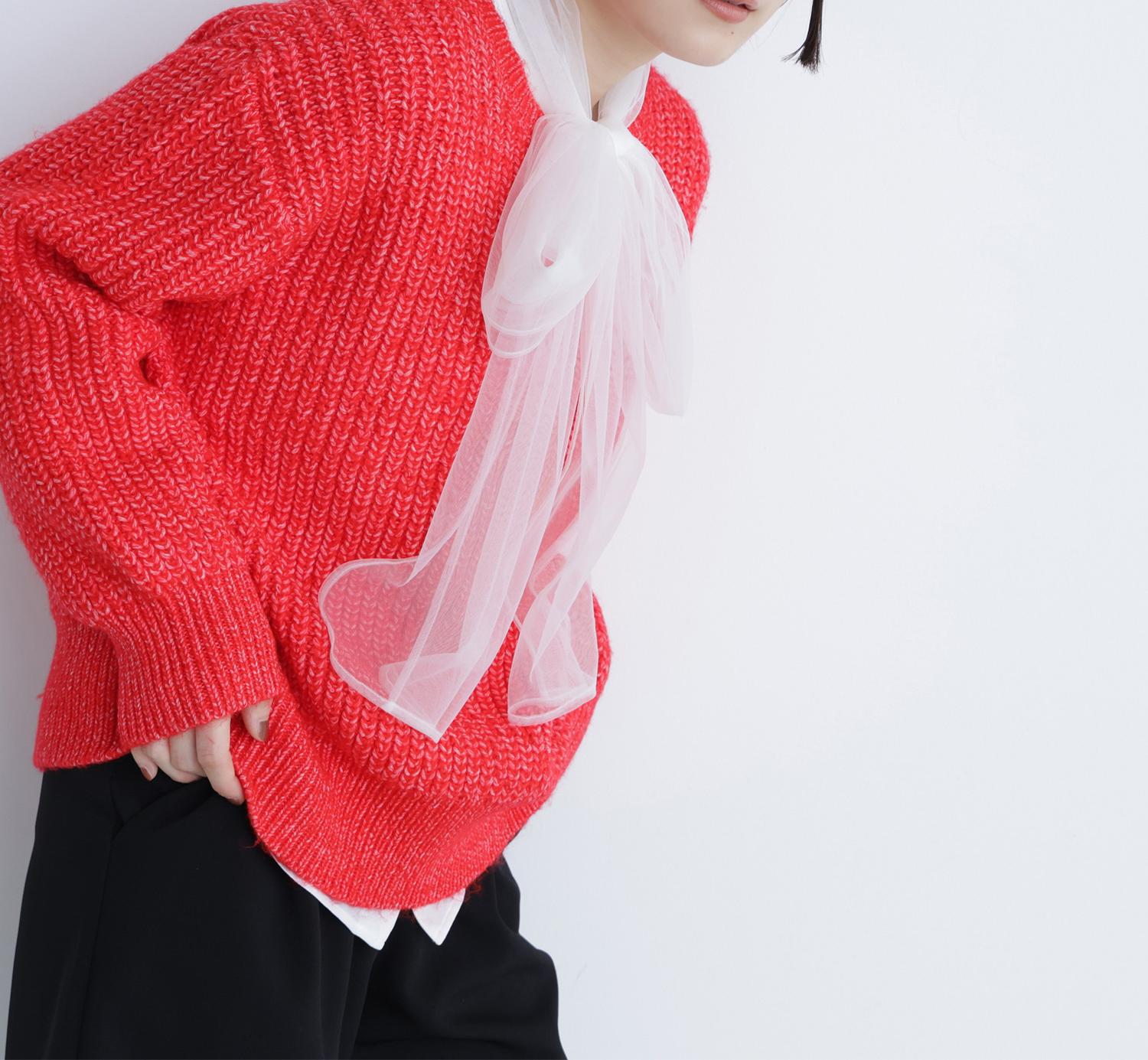 ローゲージボクシーニット レッド