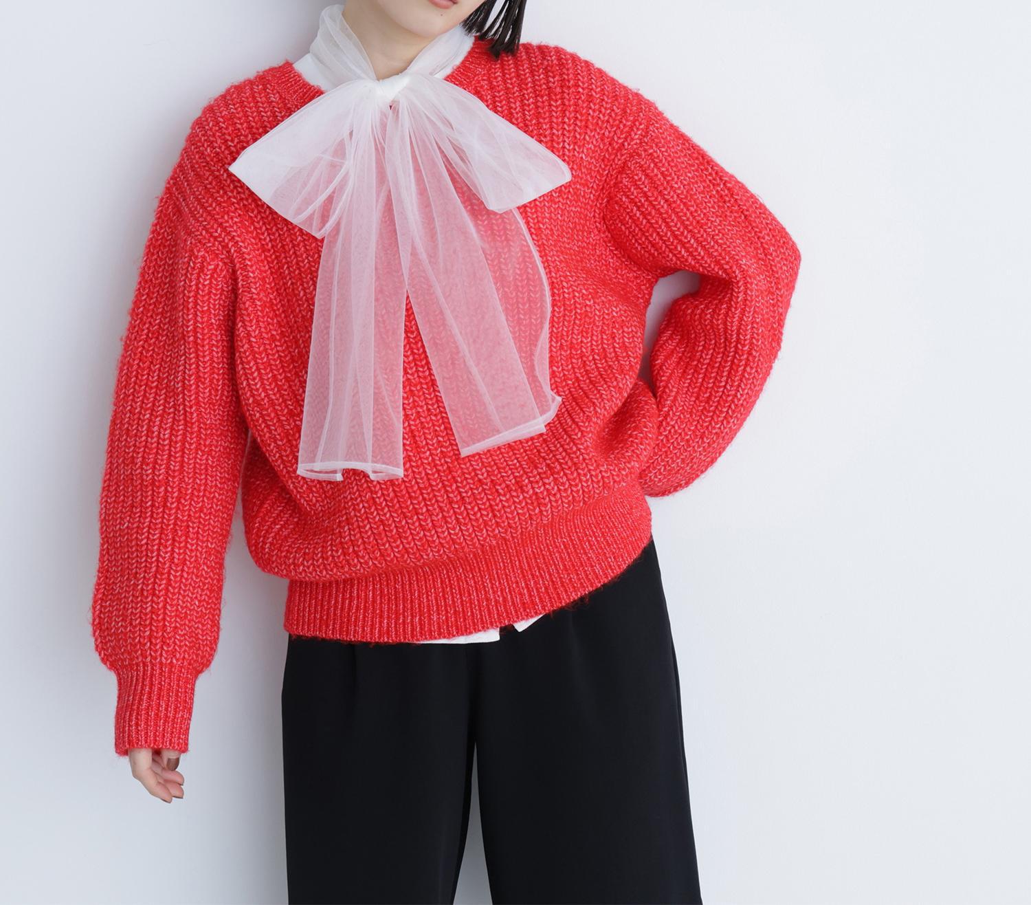 ローゲージボクシーニット レッド