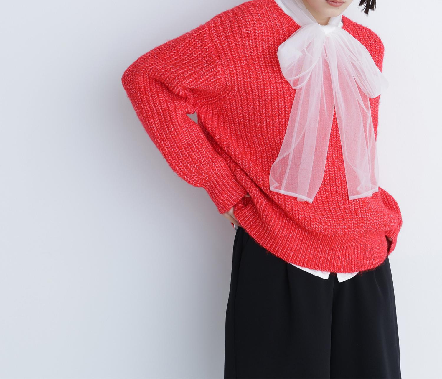 ローゲージボクシーニット レッド