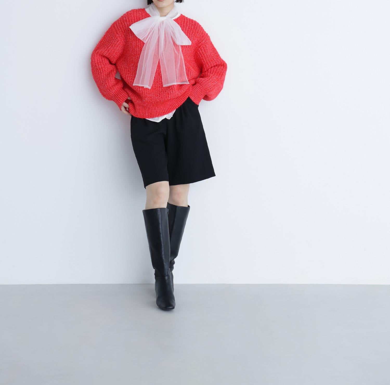 ローゲージボクシーニット レッド