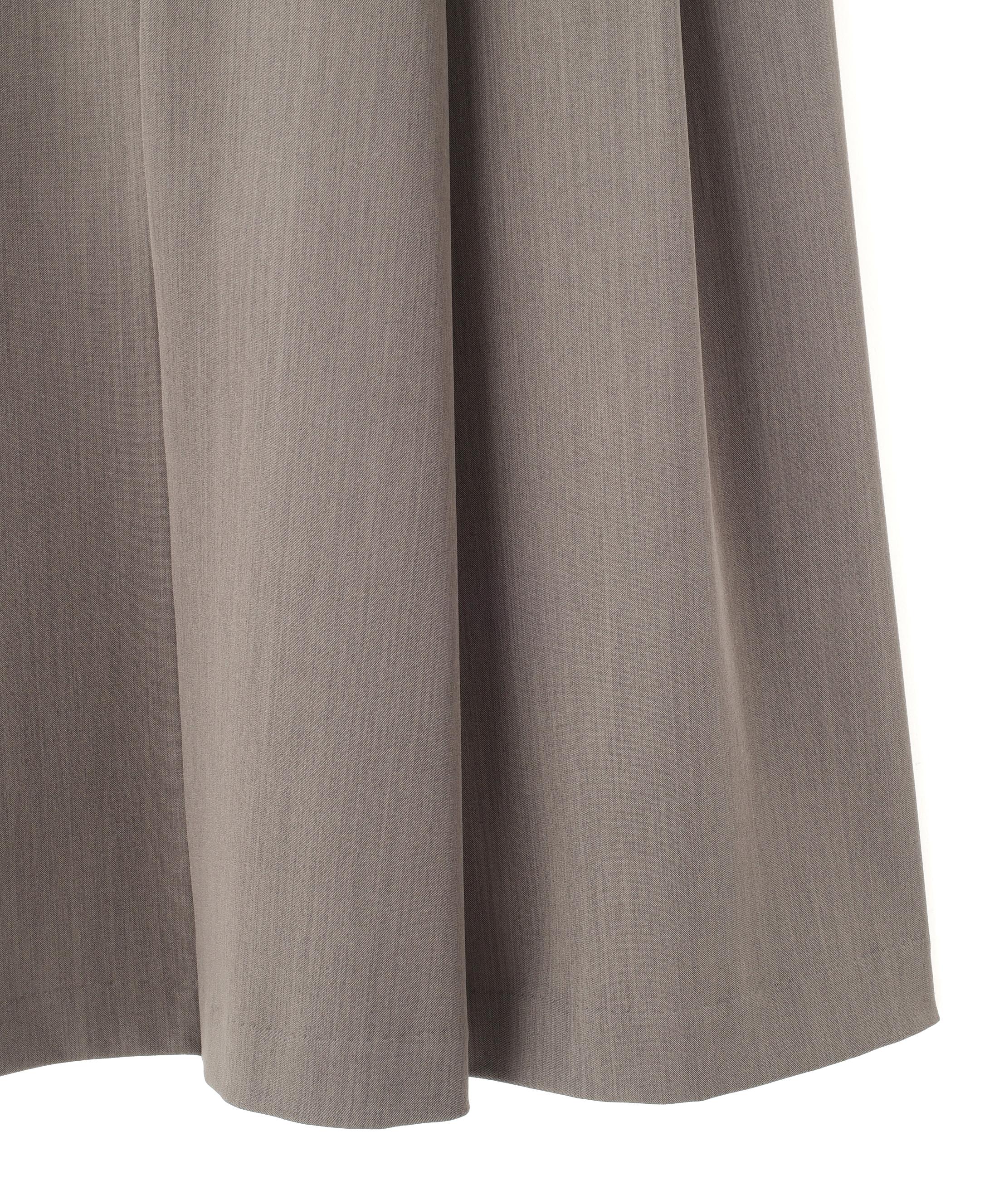 ベルト付タックフレアスカート グレー