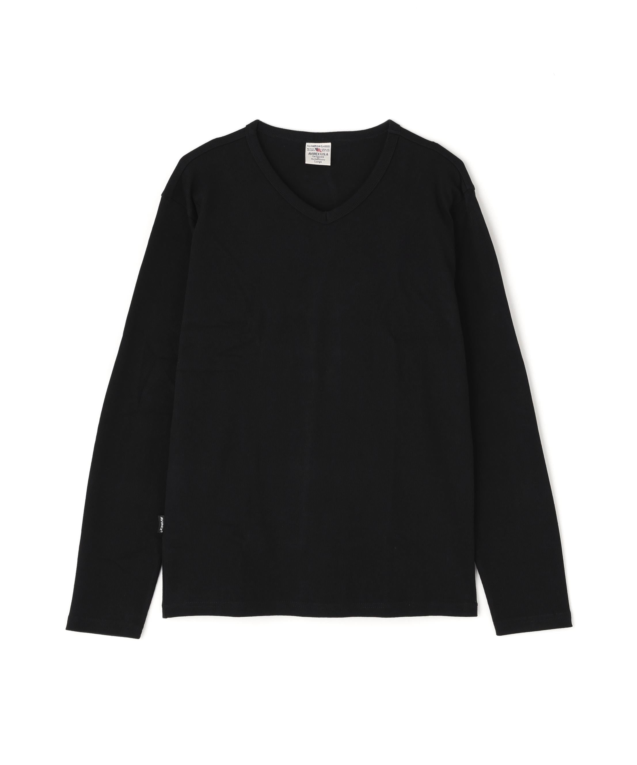 《DAILY》RIB L/S V-NECK T-SHIRT ブラック