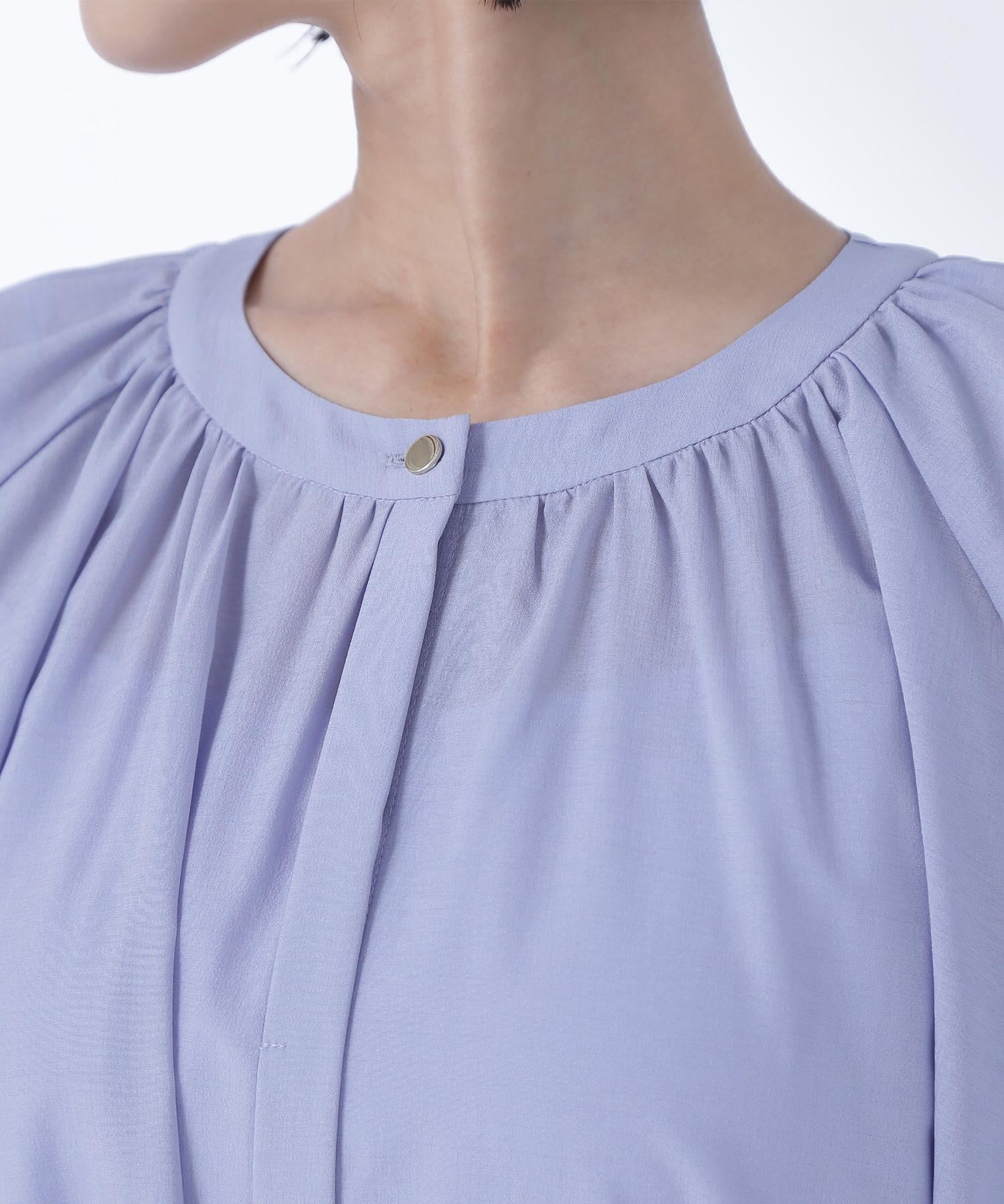 シアーベルテッドギャザーワンピース ブルー