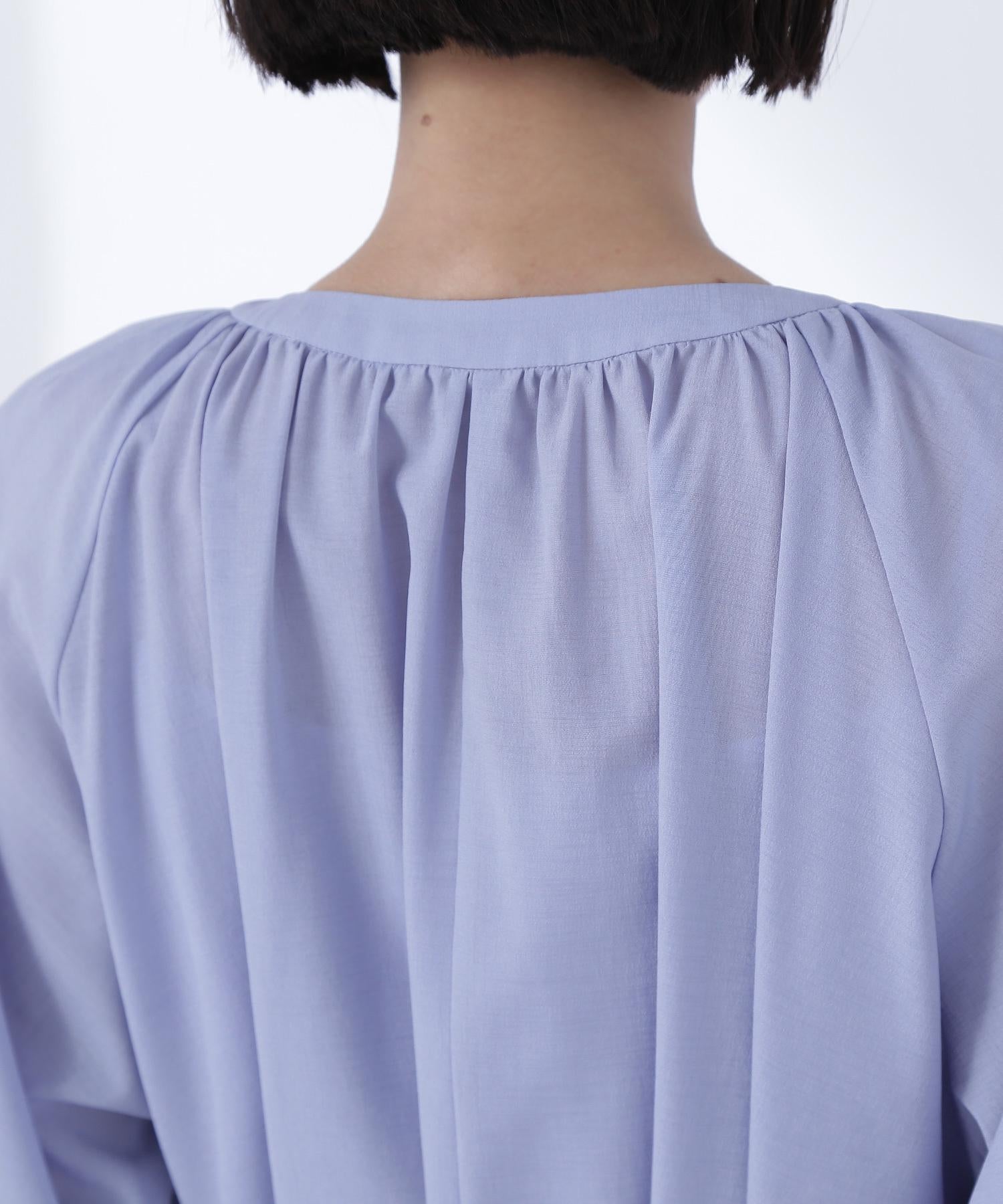 シアーベルテッドギャザーワンピース ブルー