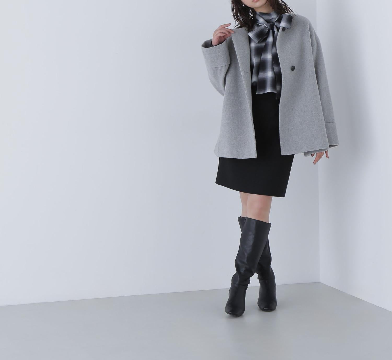 毎日に“ちょうどいい”カシミヤ混コート グレー