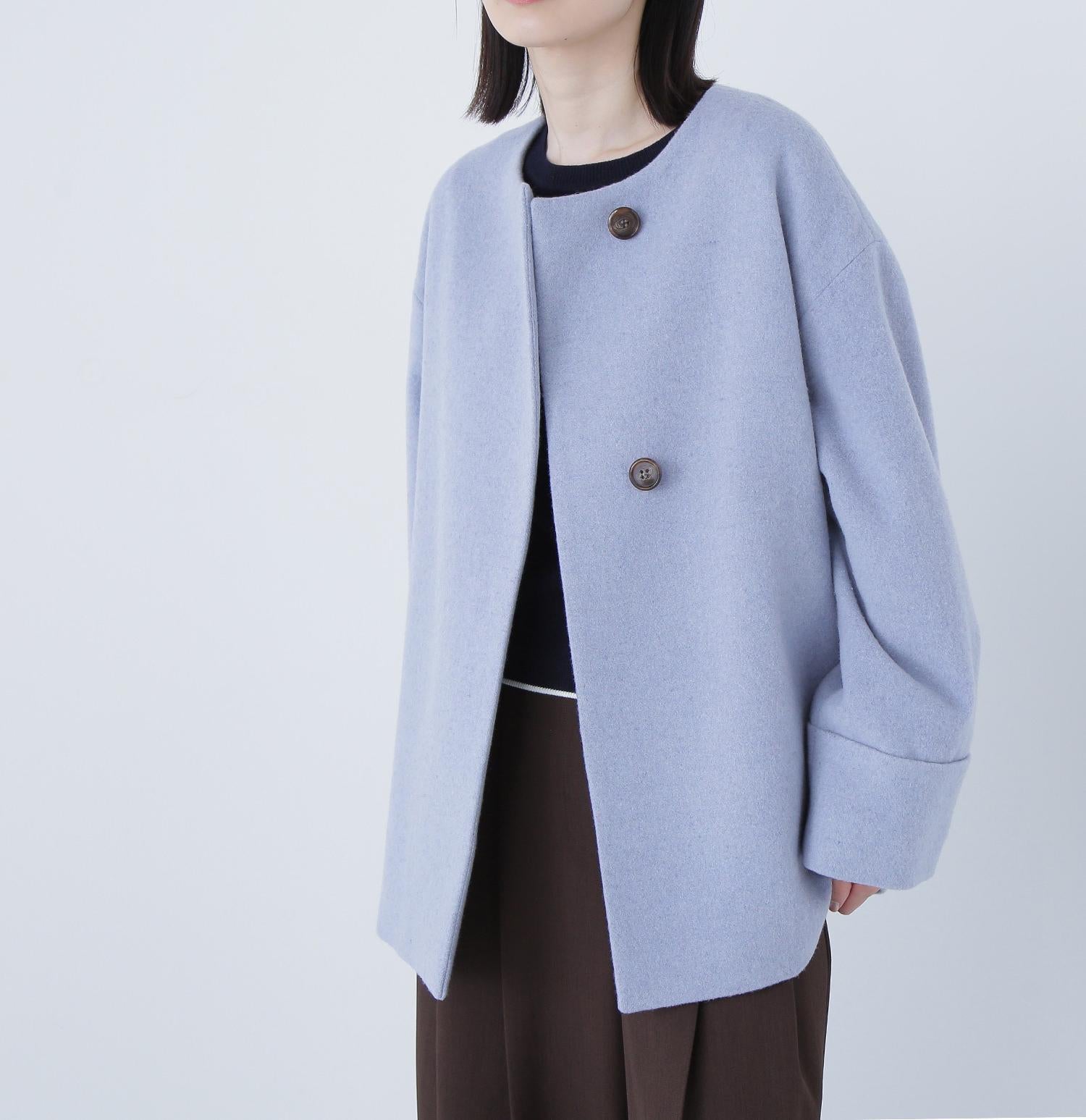 毎日に“ちょうどいい”カシミヤ混コート ブルー