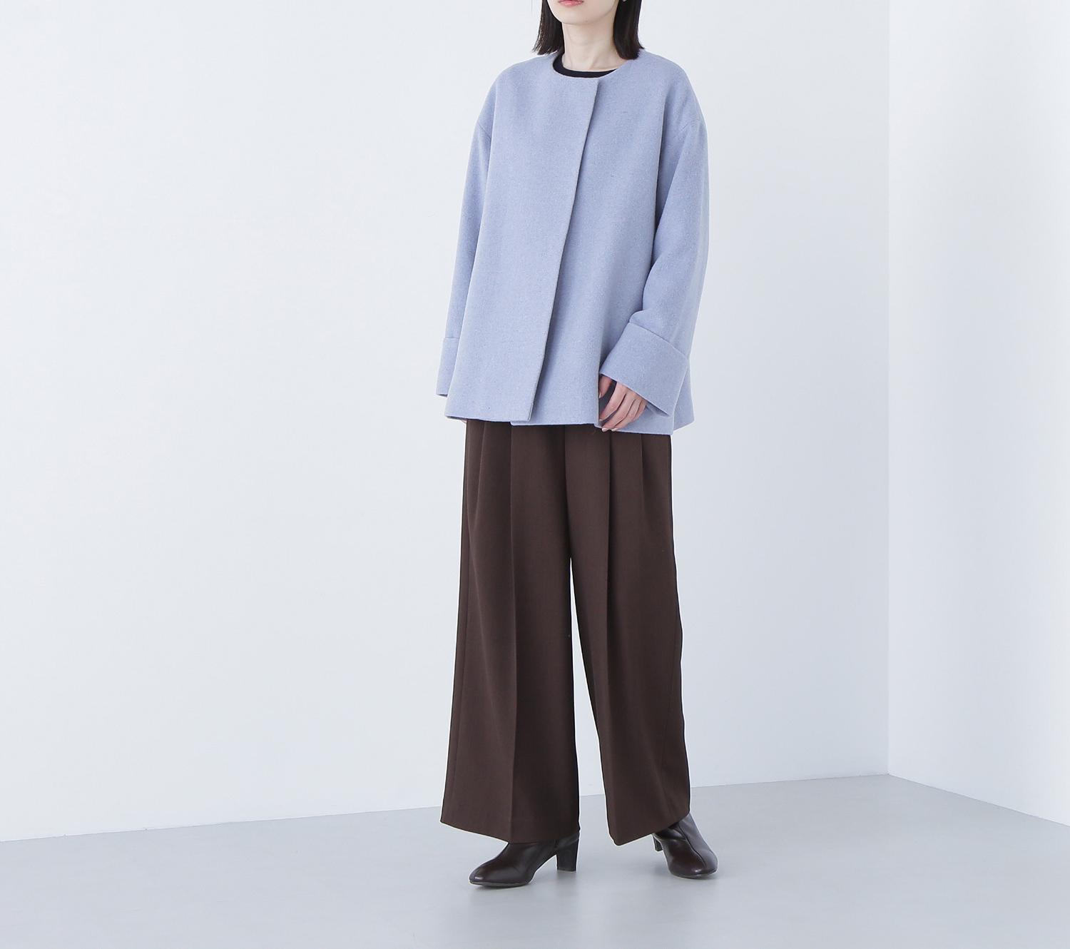 毎日に“ちょうどいい”カシミヤ混コート ブルー