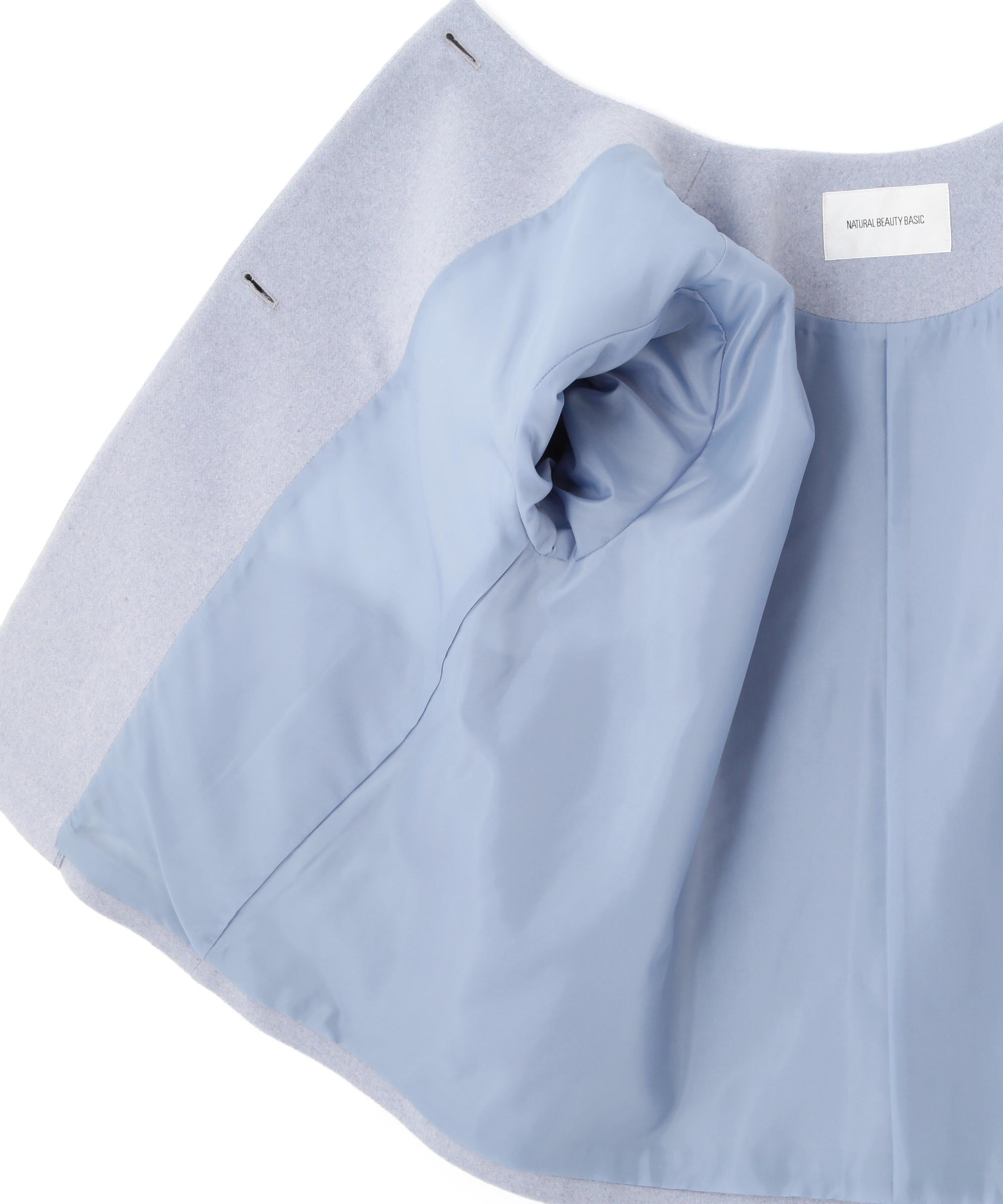 毎日に“ちょうどいい”カシミヤ混コート ブルー