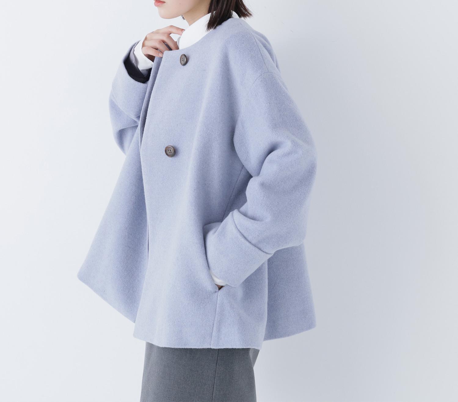 毎日に“ちょうどいい”カシミヤ混コート ブルー