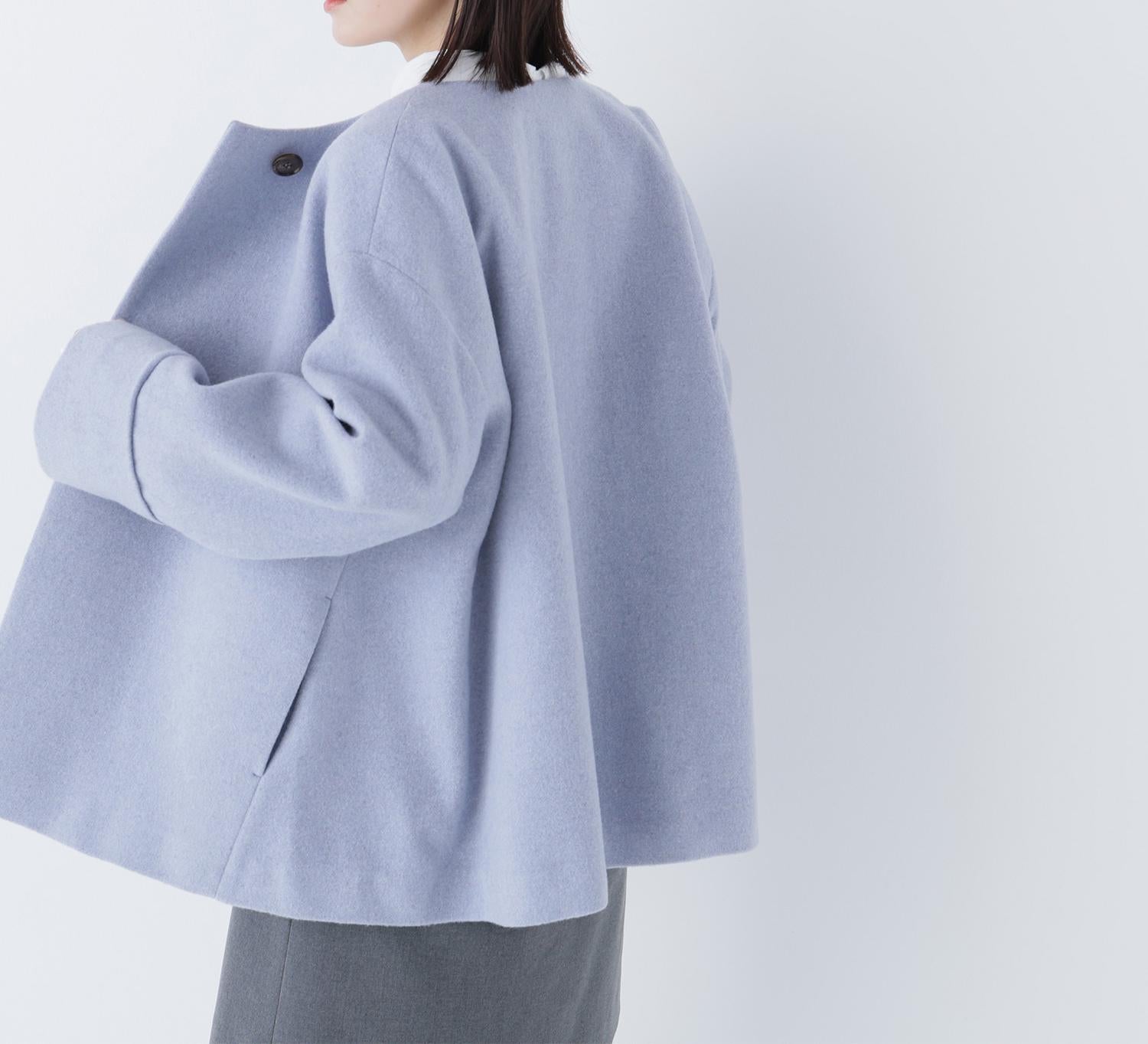 毎日に“ちょうどいい”カシミヤ混コート ブルー