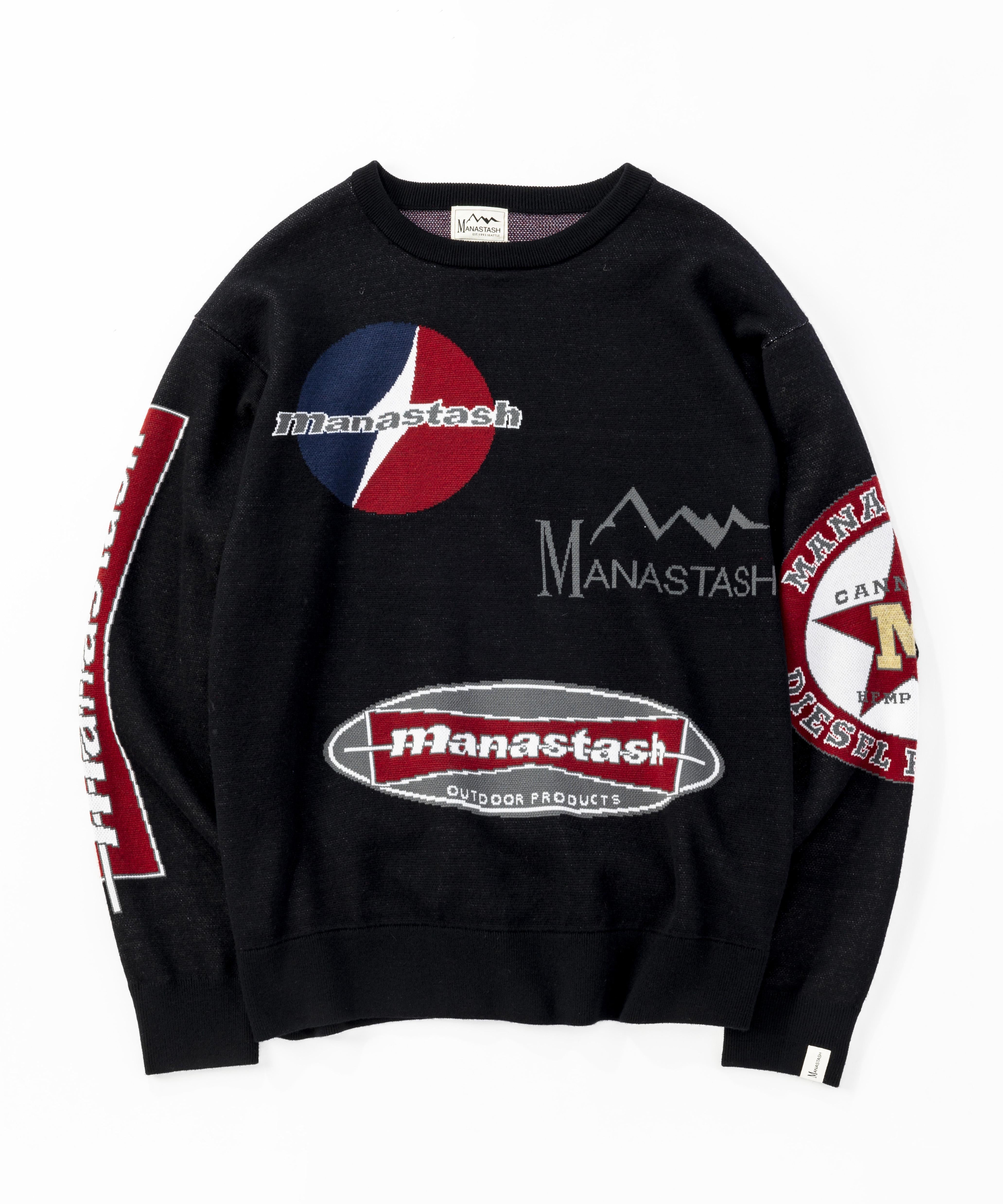 MANASTASH/MULTI CLASSIC LOGO CREWNECK KNIT ブラック