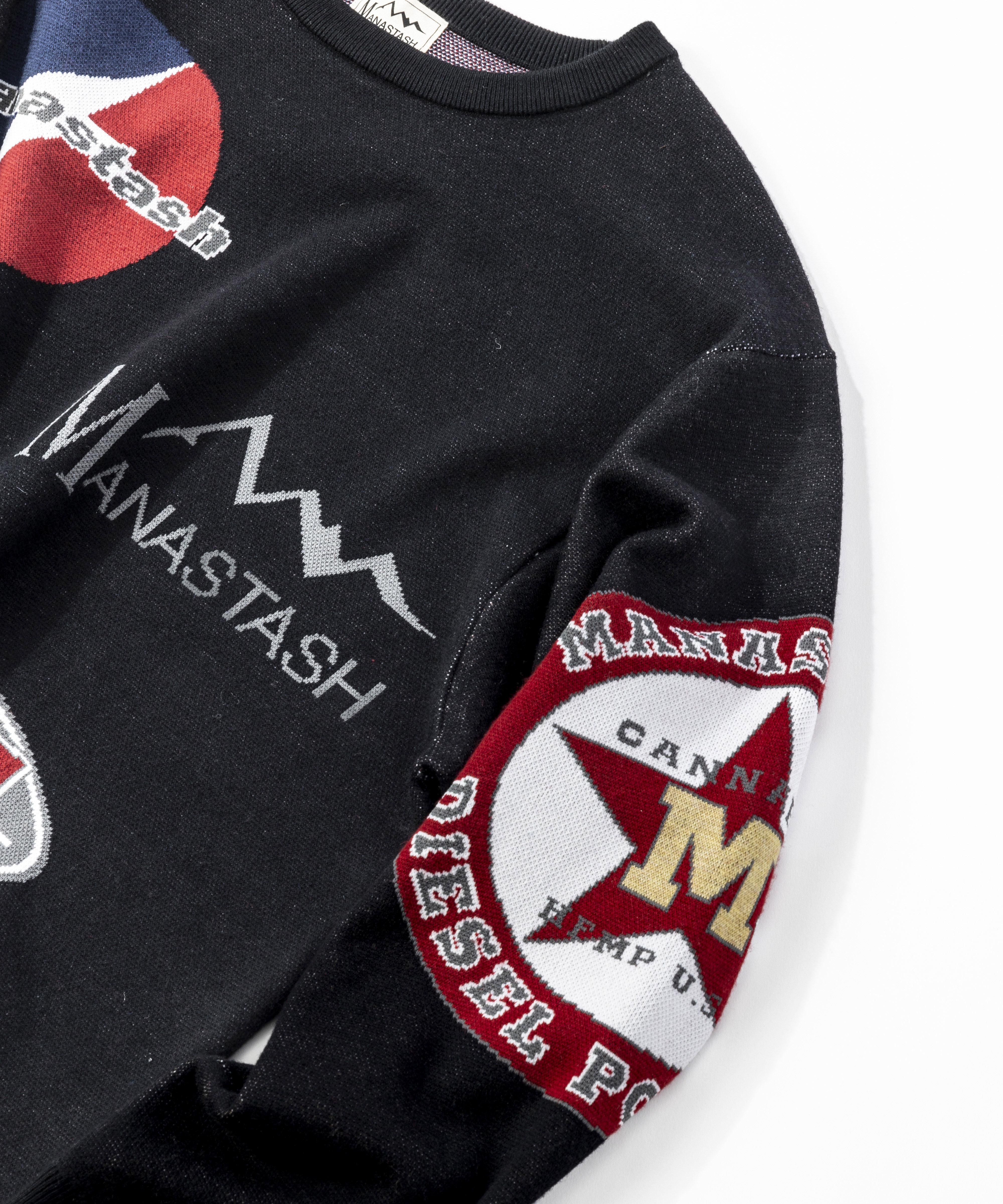 MANASTASH/MULTI CLASSIC LOGO CREWNECK KNIT ブラック