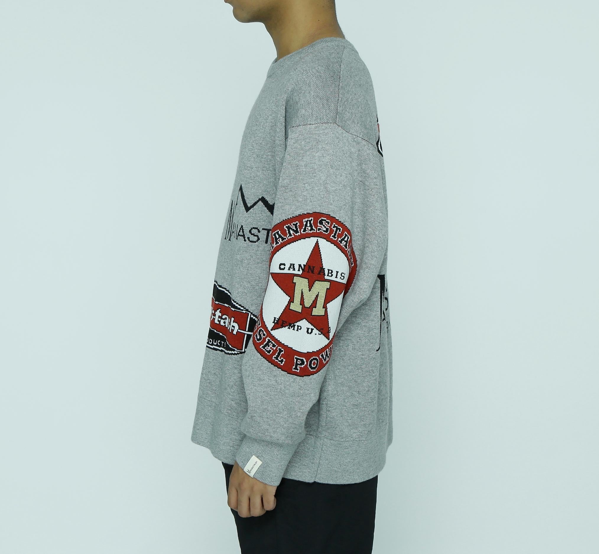 MANASTASH/MULTI CLASSIC LOGO CREWNECK KNIT グレー
