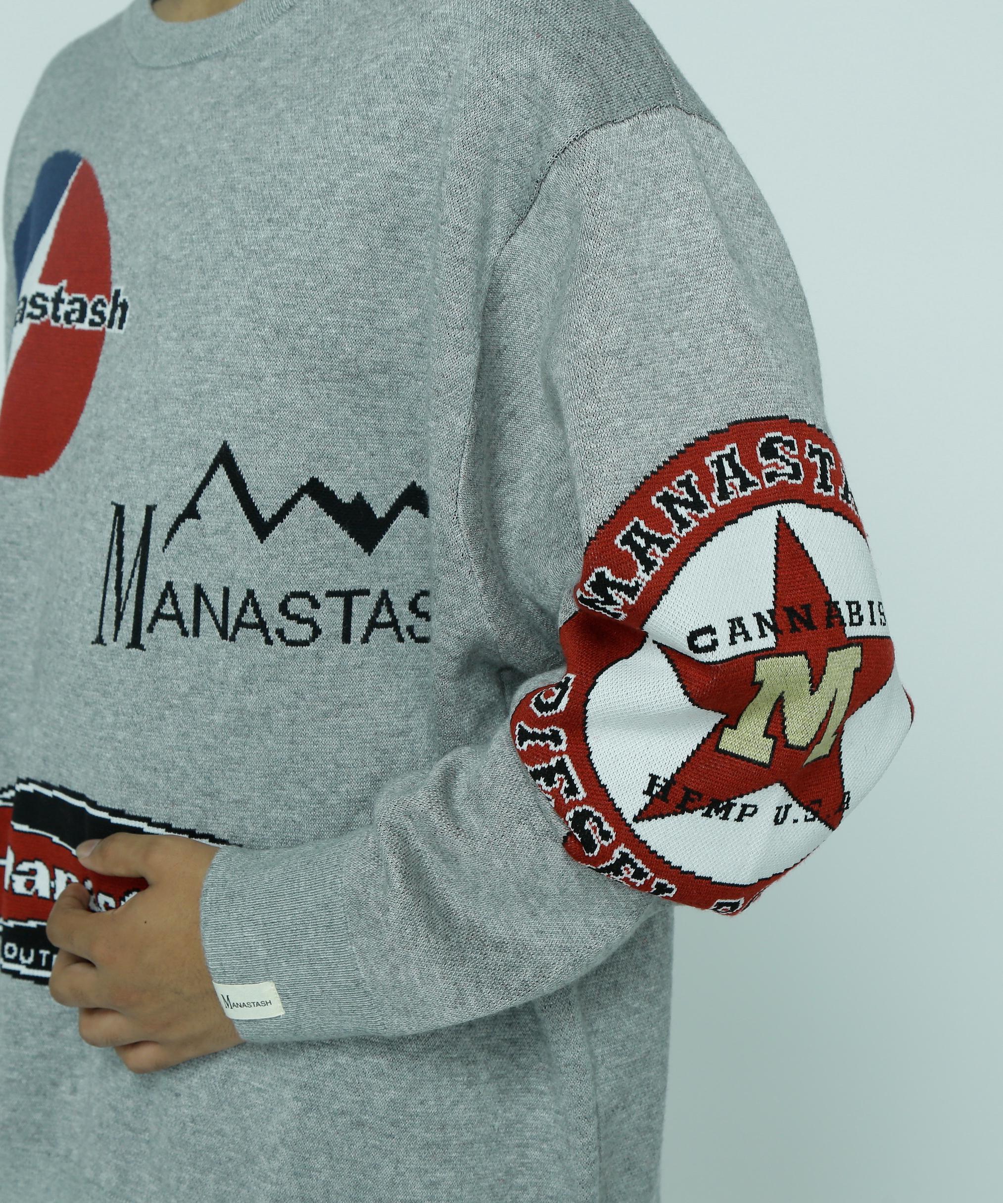 MANASTASH/MULTI CLASSIC LOGO CREWNECK KNIT グレー